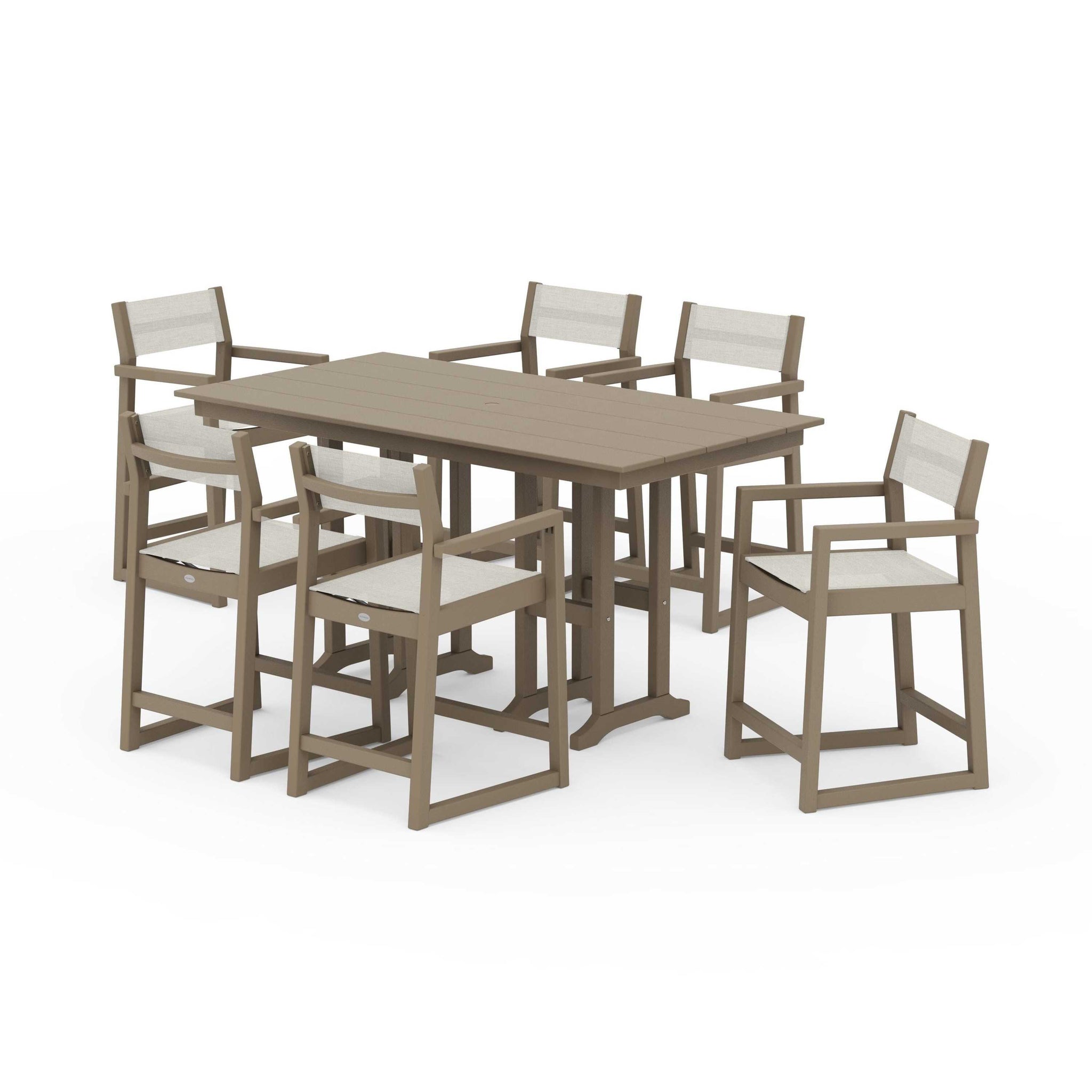 EDGE Sling Arm Chair 7-Piece Farmhouse Counter Set