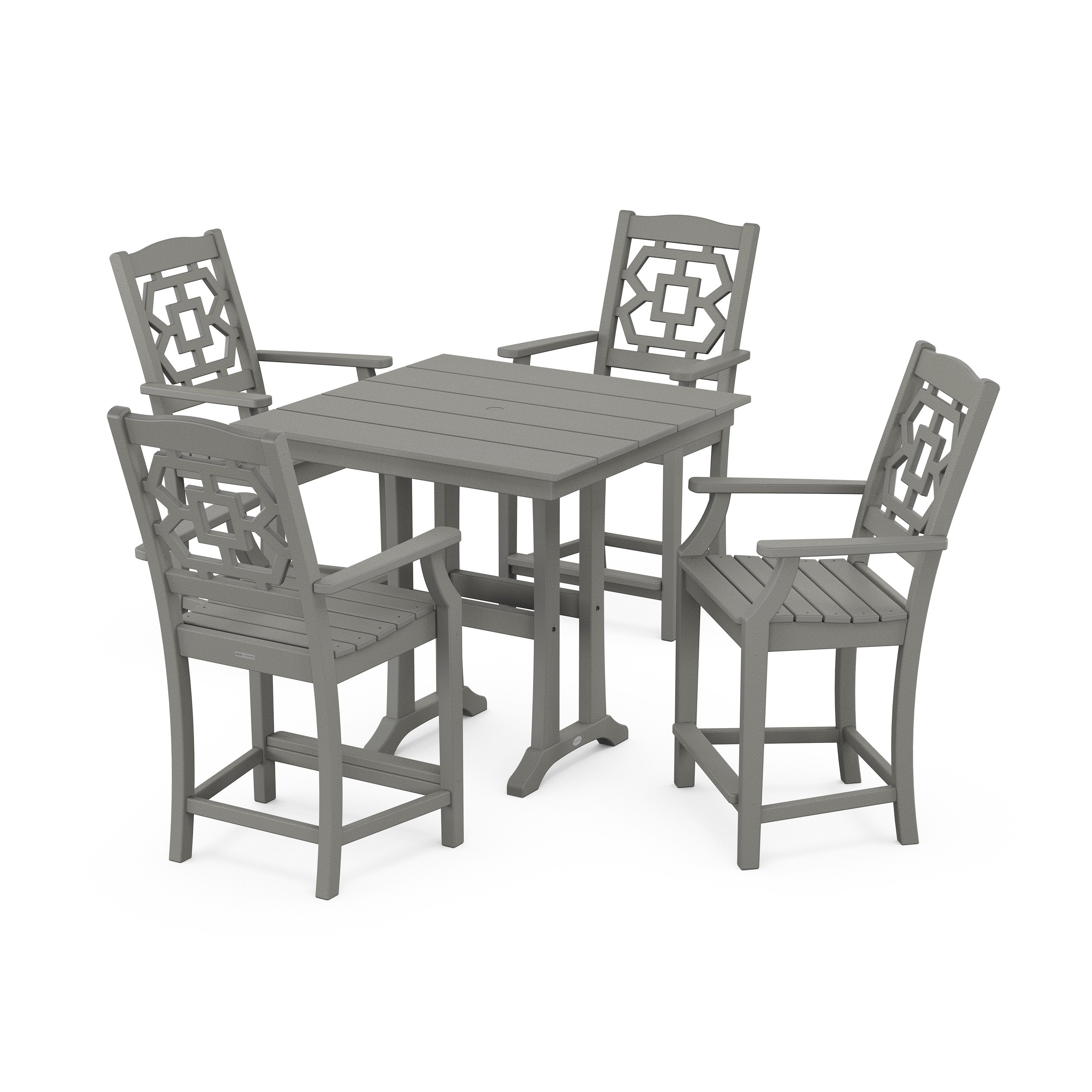 Chinoiserie 5-Piece Farmhouse Counter Set with Trestle Legs