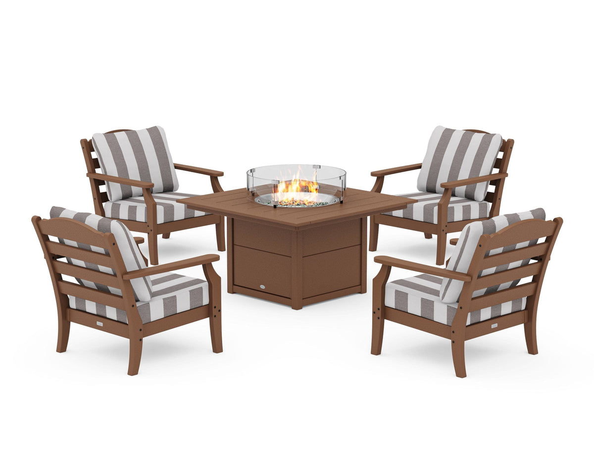Savannah 5-Piece Deep Seating Set with Fire Pit Table