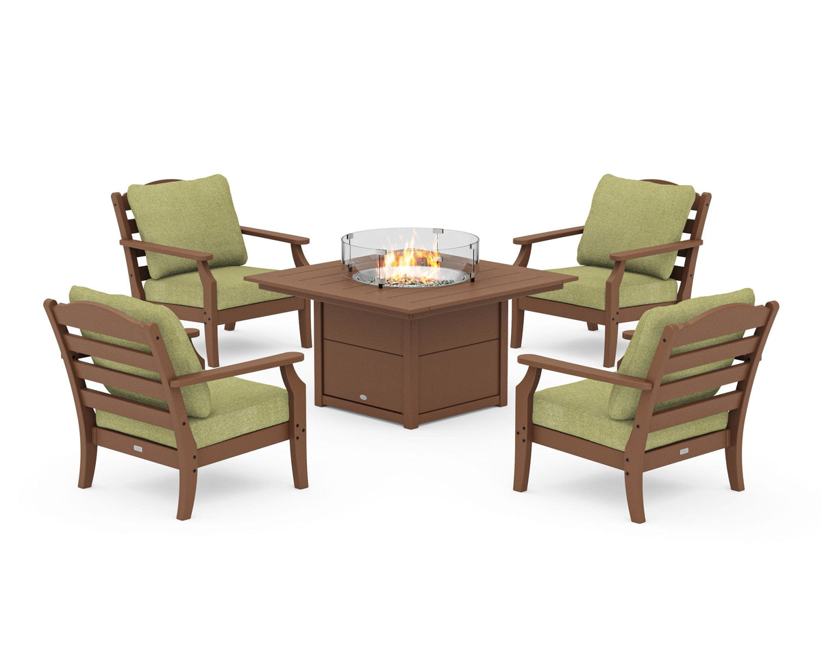 Savannah 5-Piece Deep Seating Set with Fire Pit Table