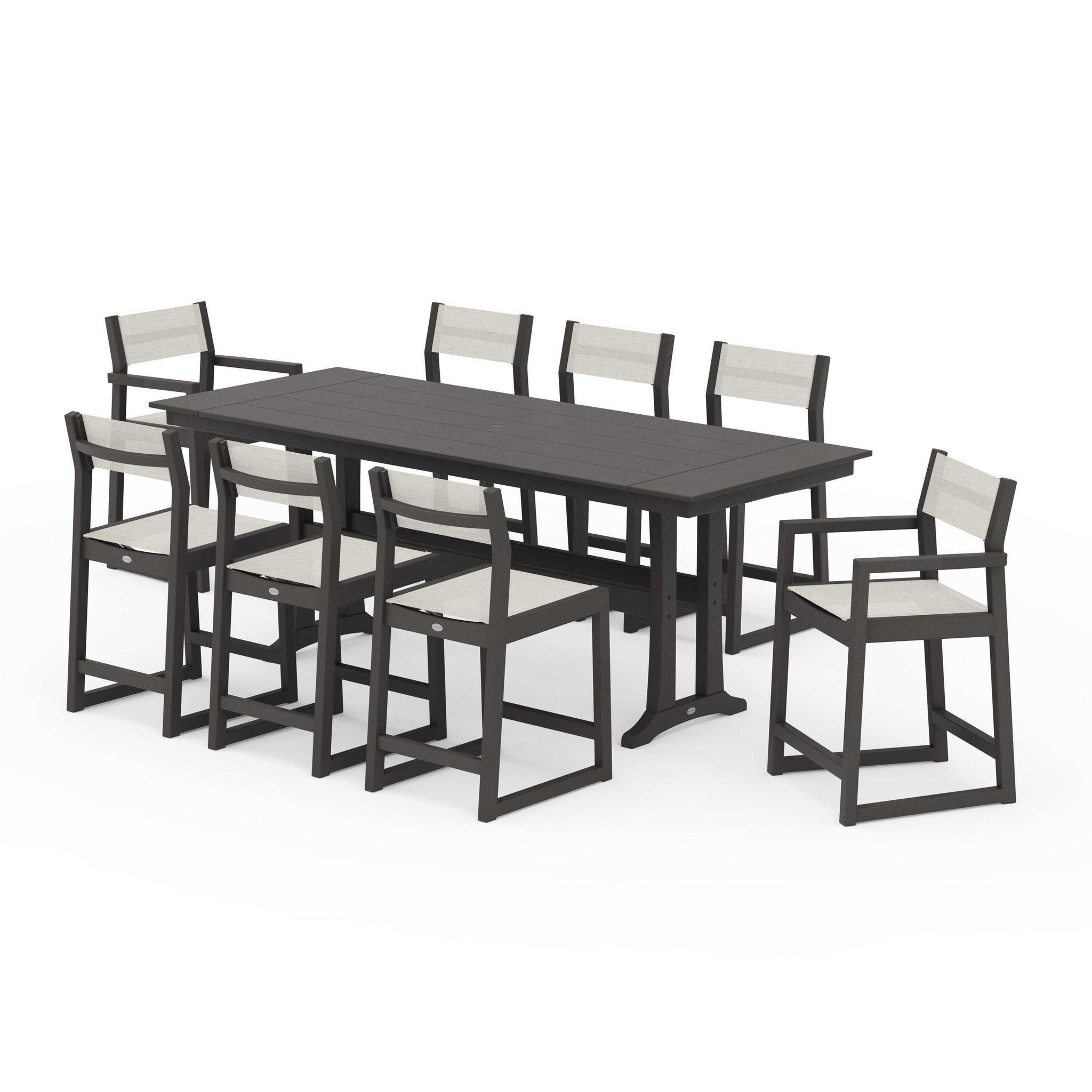 EDGE Sling 9-Piece Farmhouse Counter Set with Trestle Legs