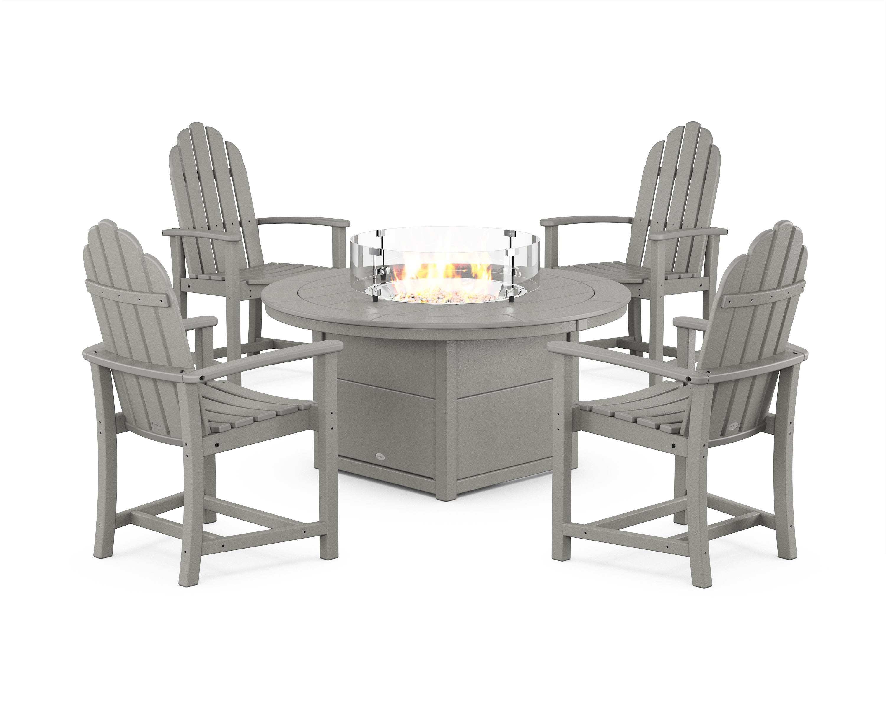 Classic 4-Piece Upright Adirondack Conversation Set with Fire Pit Table