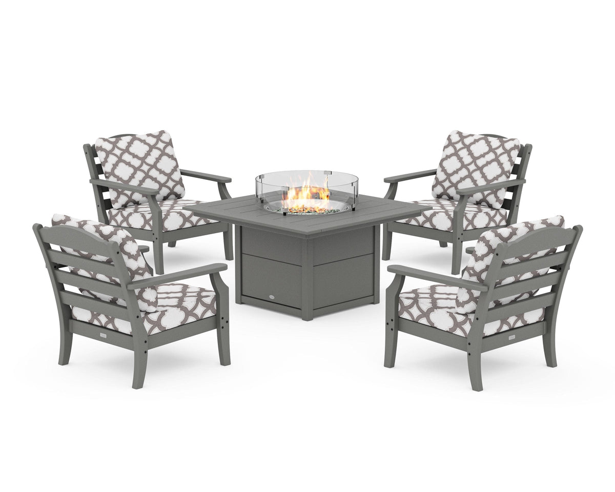 Savannah 5-Piece Deep Seating Set with Fire Pit Table