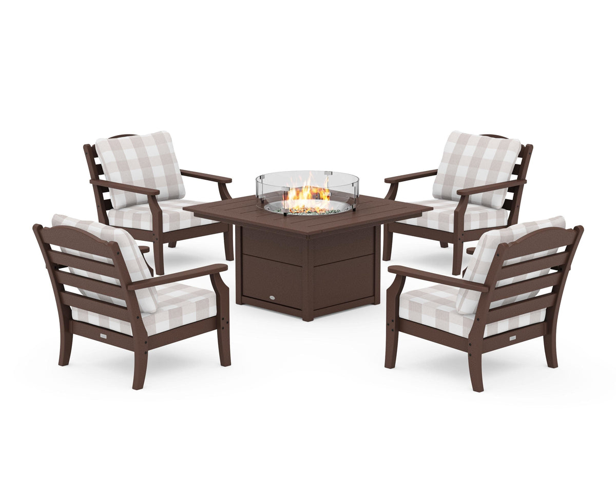 Savannah 5-Piece Deep Seating Set with Fire Pit Table