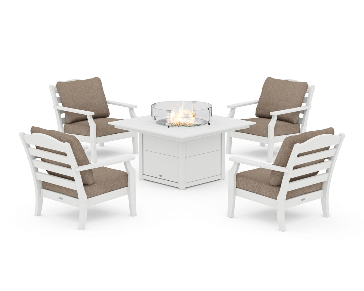 Savannah 5-Piece Deep Seating Set with Fire Pit Table