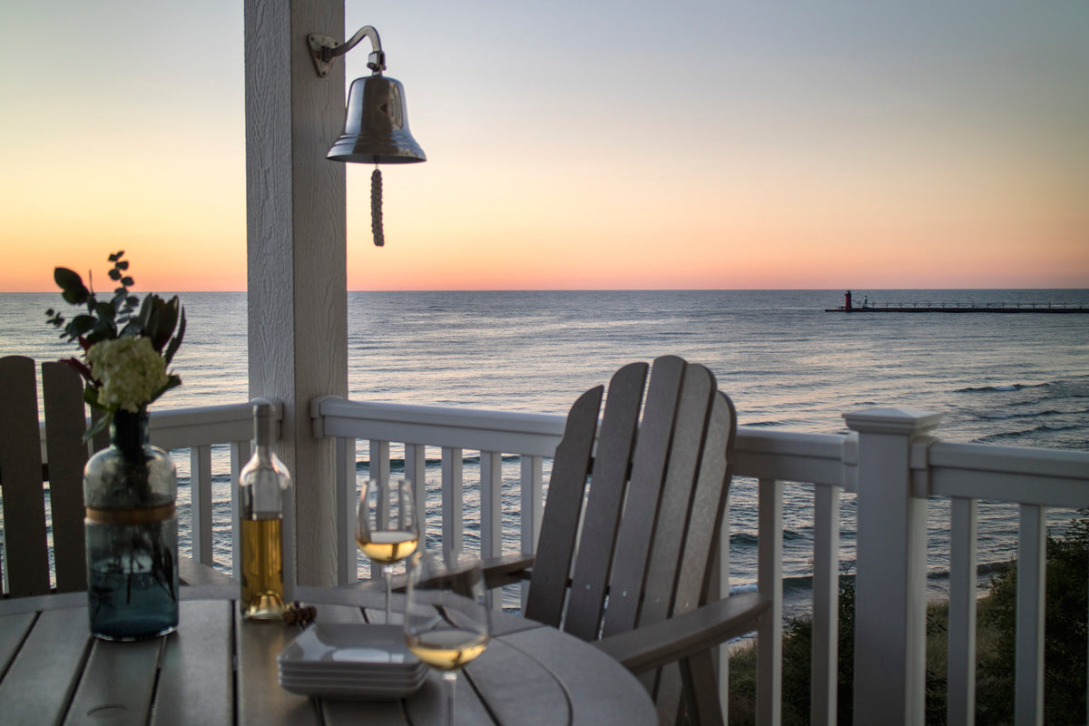 Vineyard Curveback Adirondack 5-Piece Nautical Trestle Dining Set
