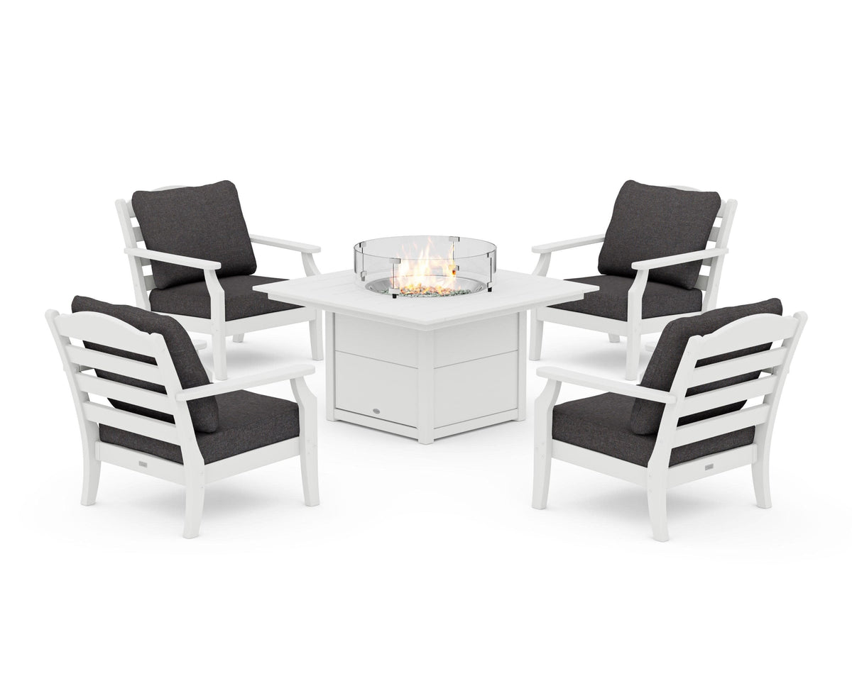 Savannah 5-Piece Deep Seating Set with Fire Pit Table