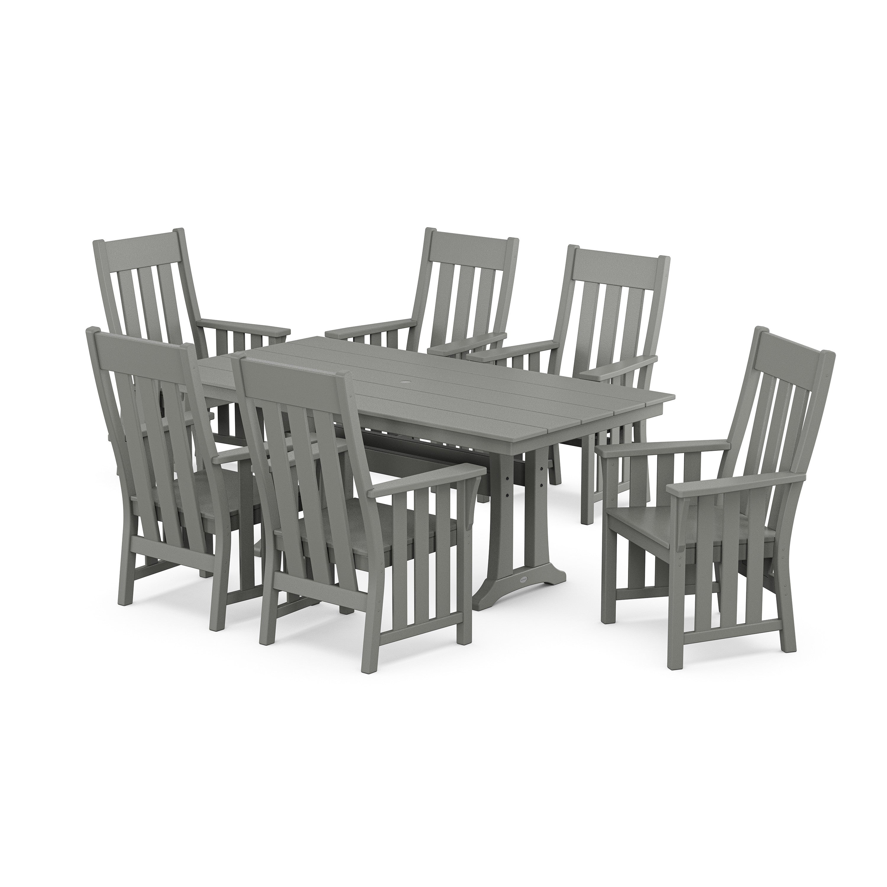 Acadia Arm Chair 7-Piece Farmhouse Dining Set with Trestle Legs