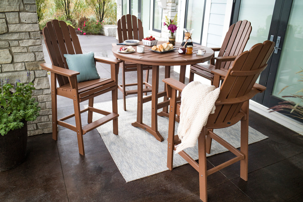Vineyard Curveback Adirondack 5-Piece Nautical Trestle Bar Set
