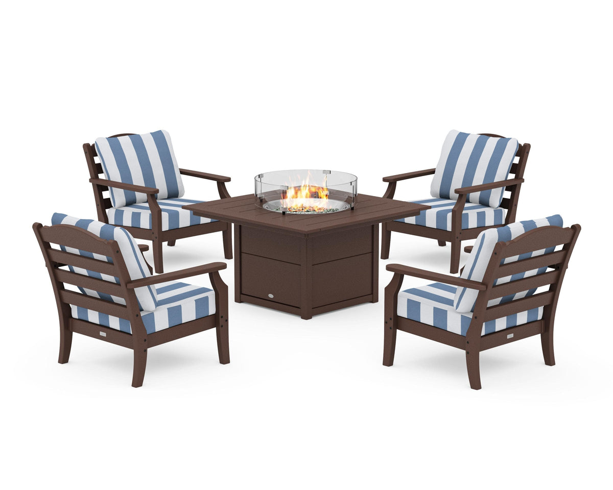 Savannah 5-Piece Deep Seating Set with Fire Pit Table
