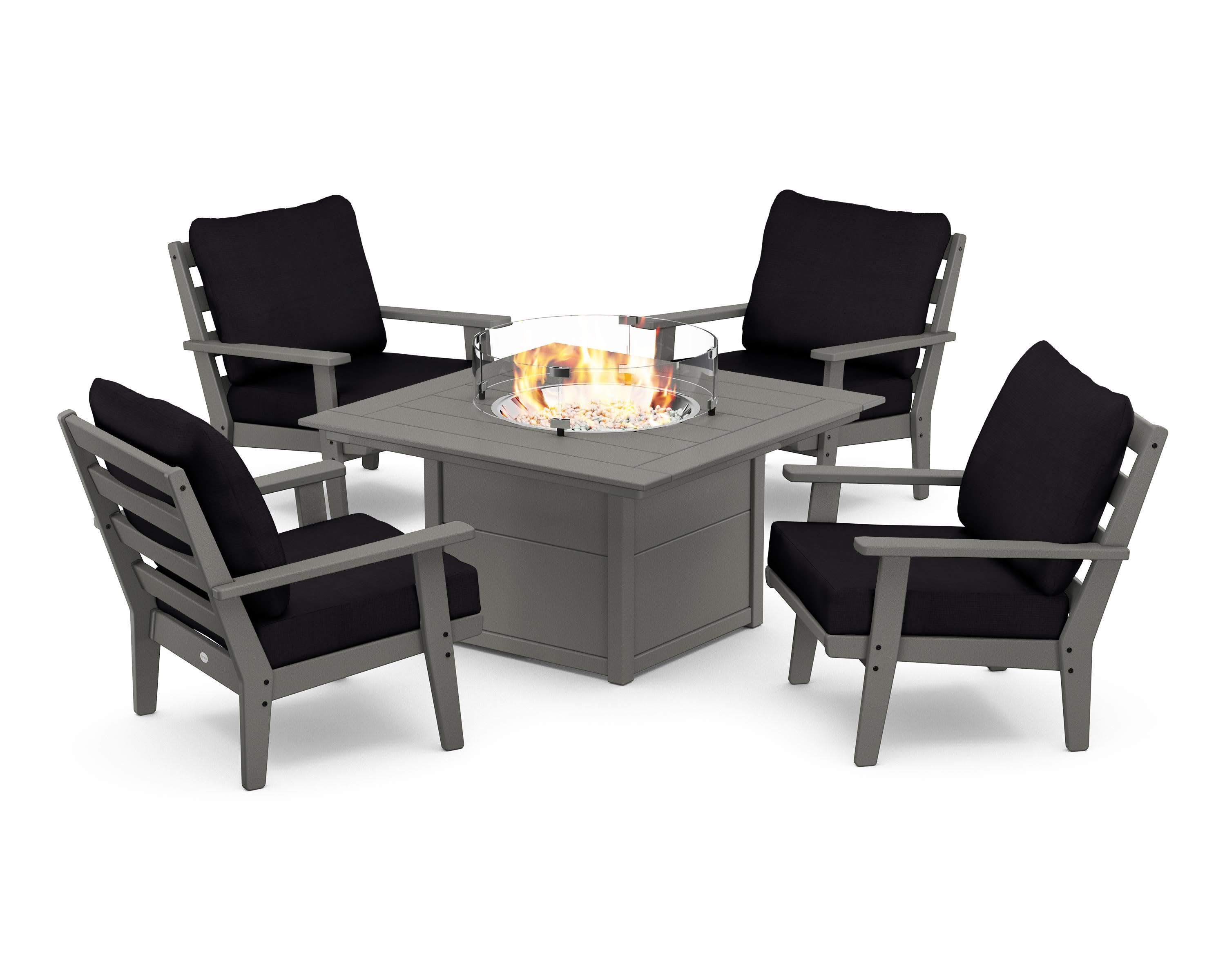 Grant Park 5-Piece Deep Seating Conversation Set with Fire Pit Table