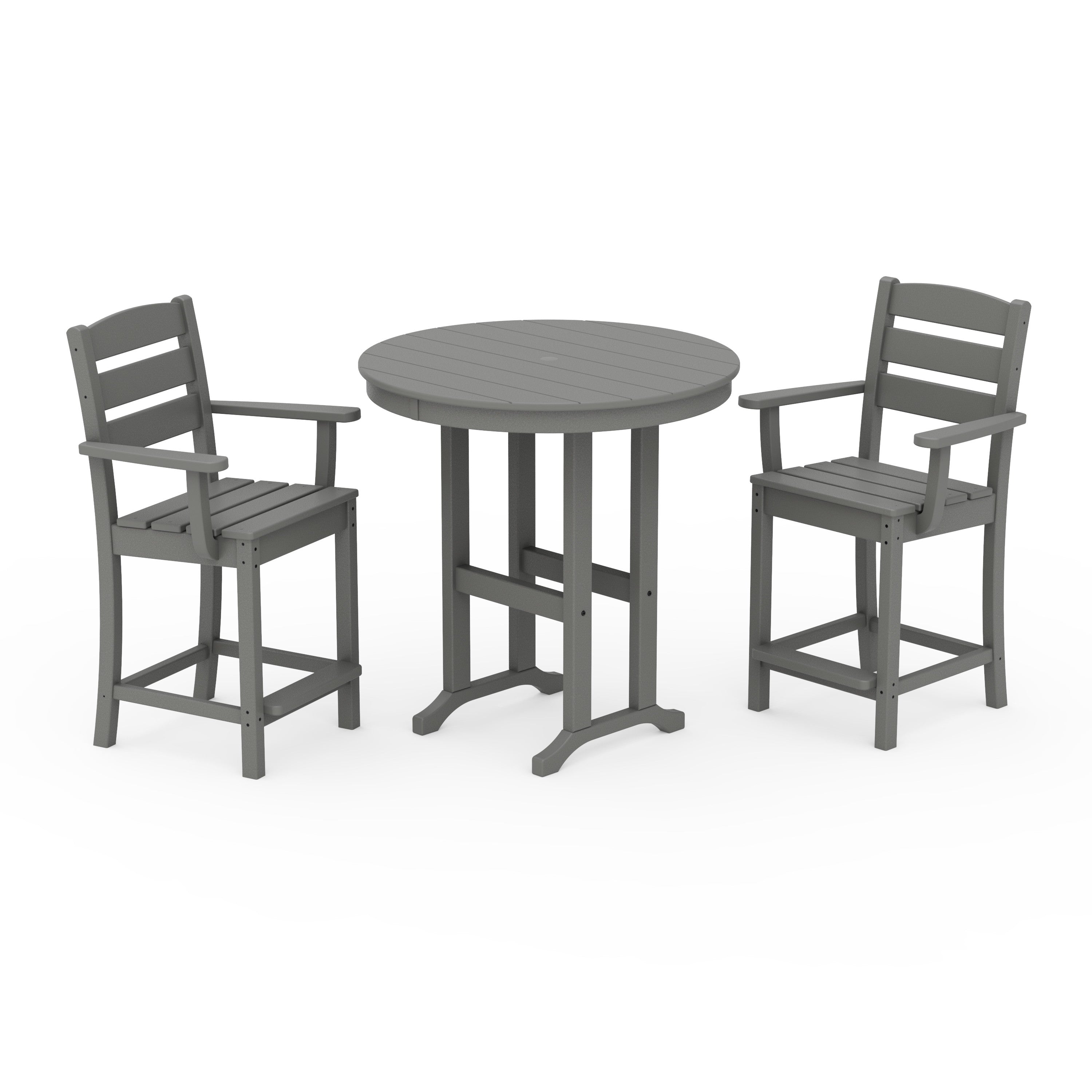 Lakeside 3-Piece Round Farmhouse Arm Chair Counter Set