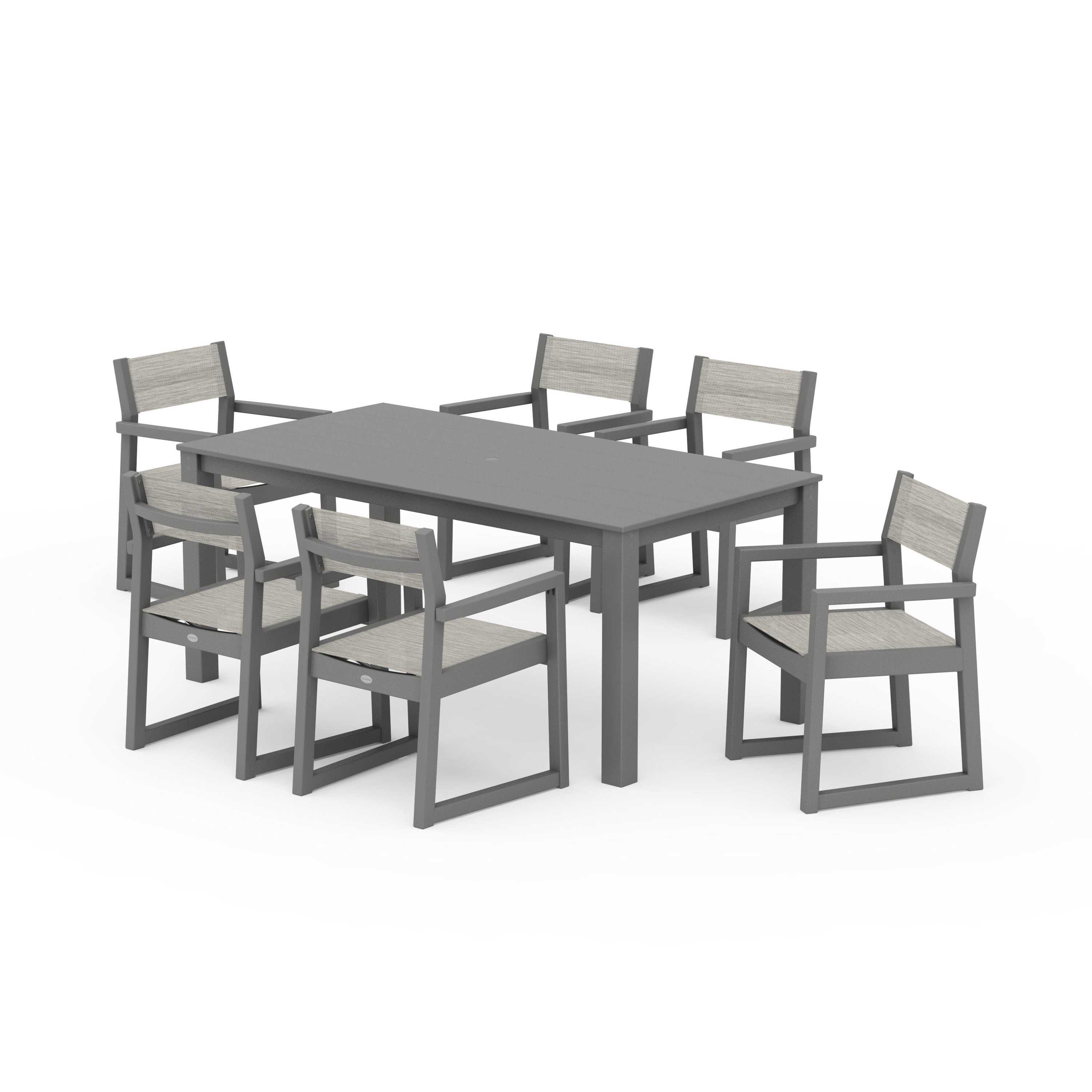 EDGE Sling Arm Chair 7-Piece Parsons Dining Set