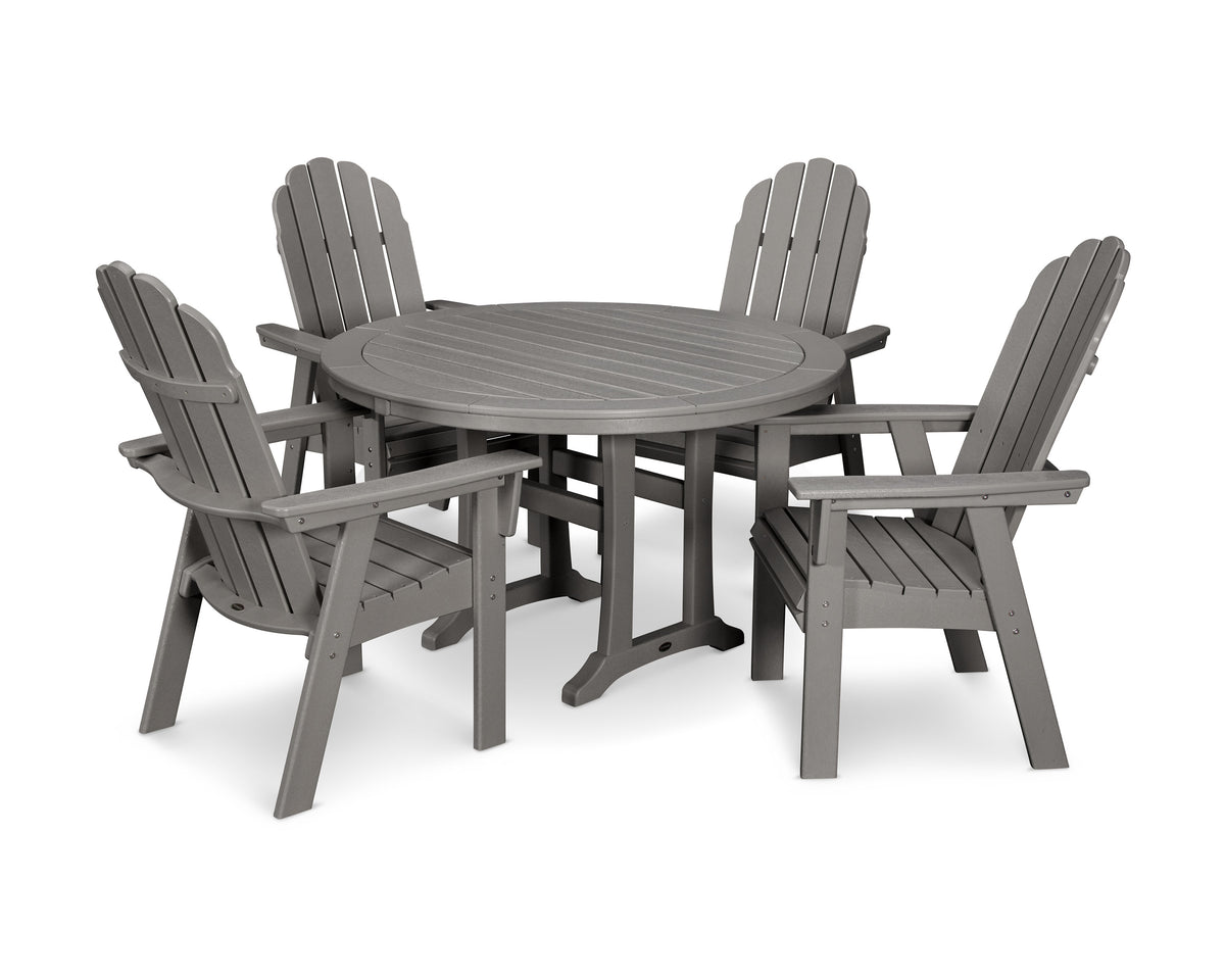 Vineyard Curveback Adirondack 5-Piece Nautical Trestle Dining Set