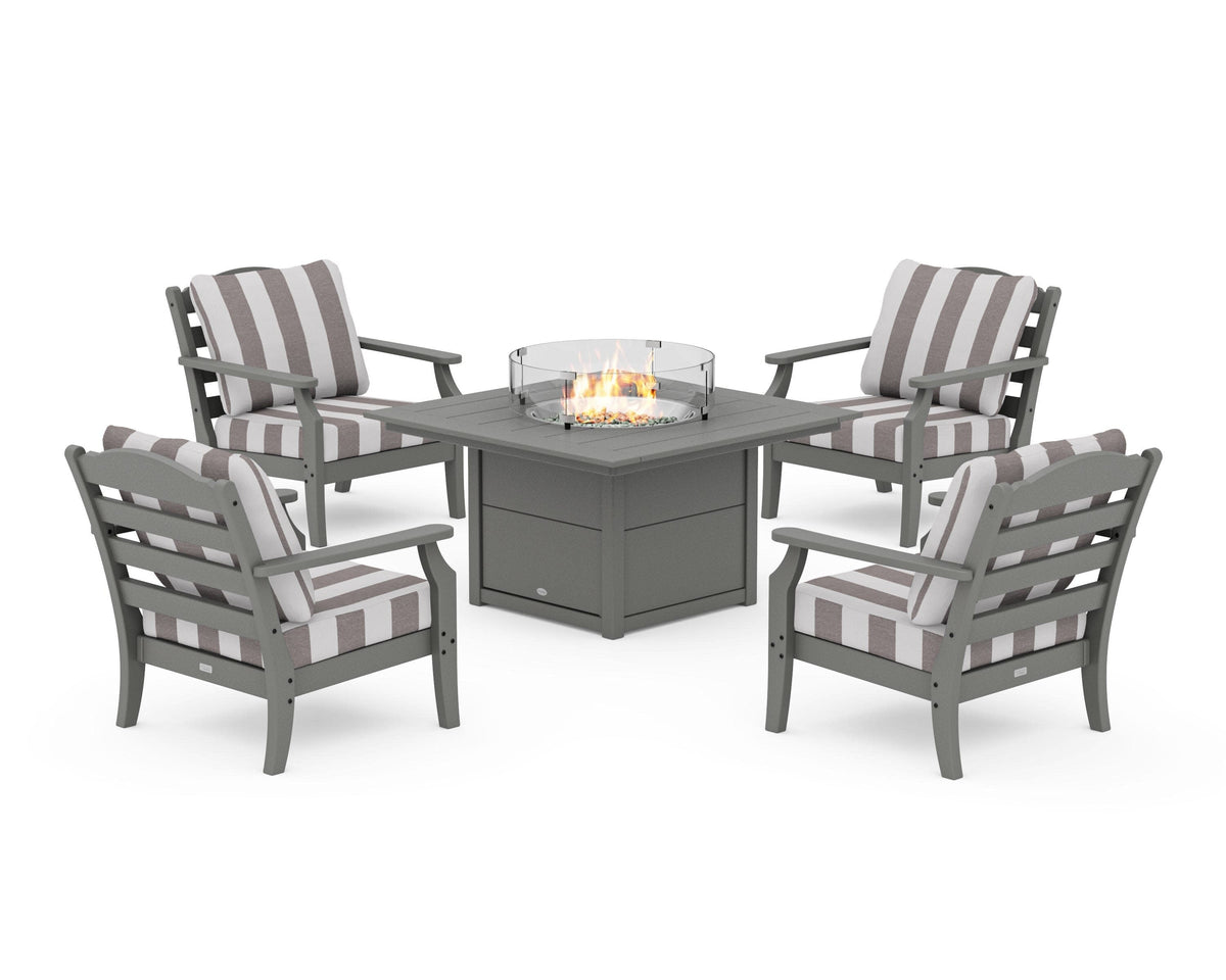 Savannah 5-Piece Deep Seating Set with Fire Pit Table
