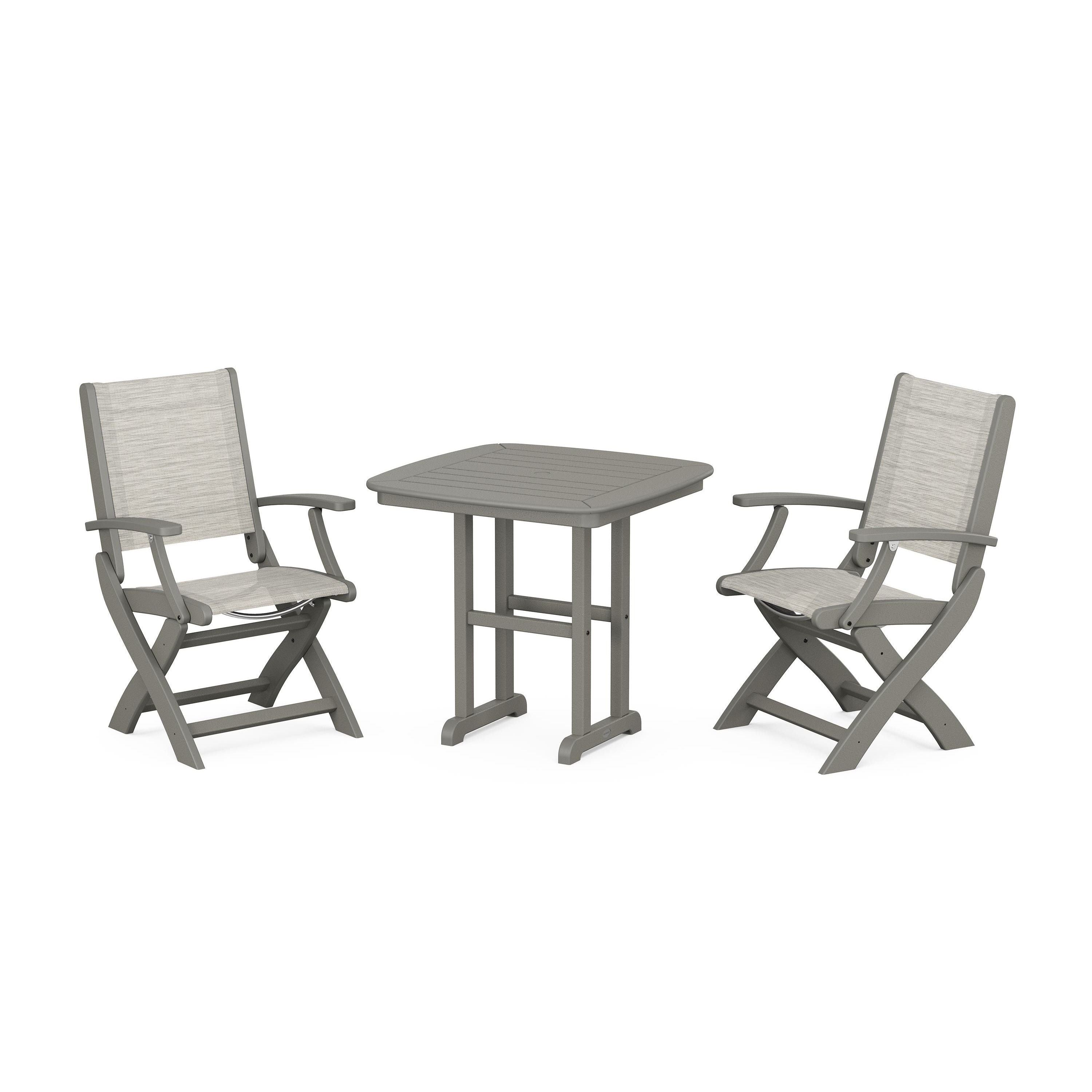 Coastal Folding Chair 3-Piece Dining Set