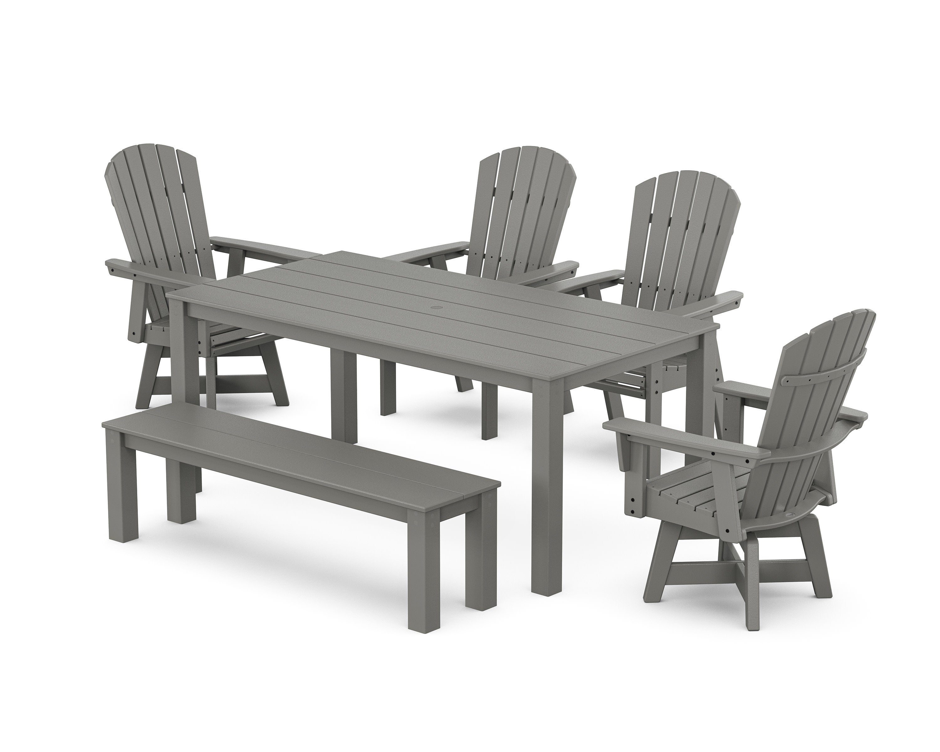 Nautical Curveback Adirondack Swivel 6-Piece Parsons Dining Set with Bench