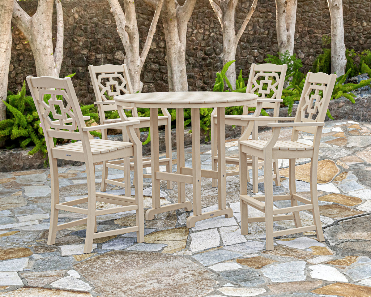 Chinoiserie 5-Piece Round Farmhouse Bar Set
