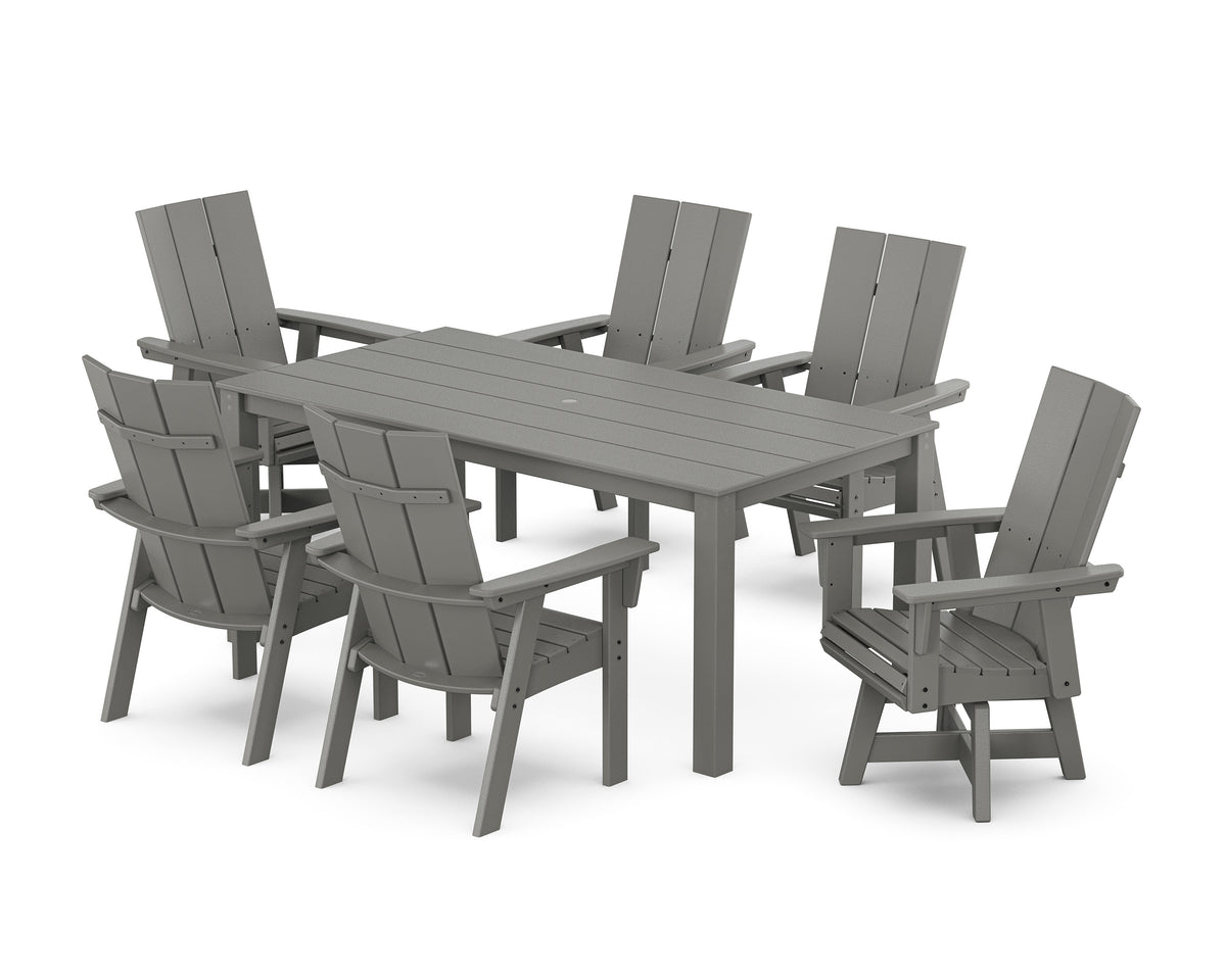Modern Curveback Adirondack 7-Piece Parsons Swivel Dining Set