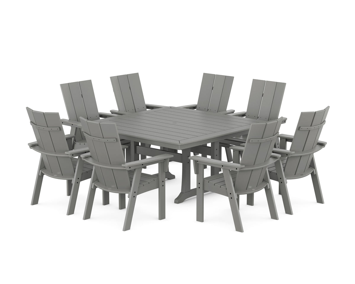Modern Curveback Adirondack 9-Piece Square Dining Set with Trestle Legs
