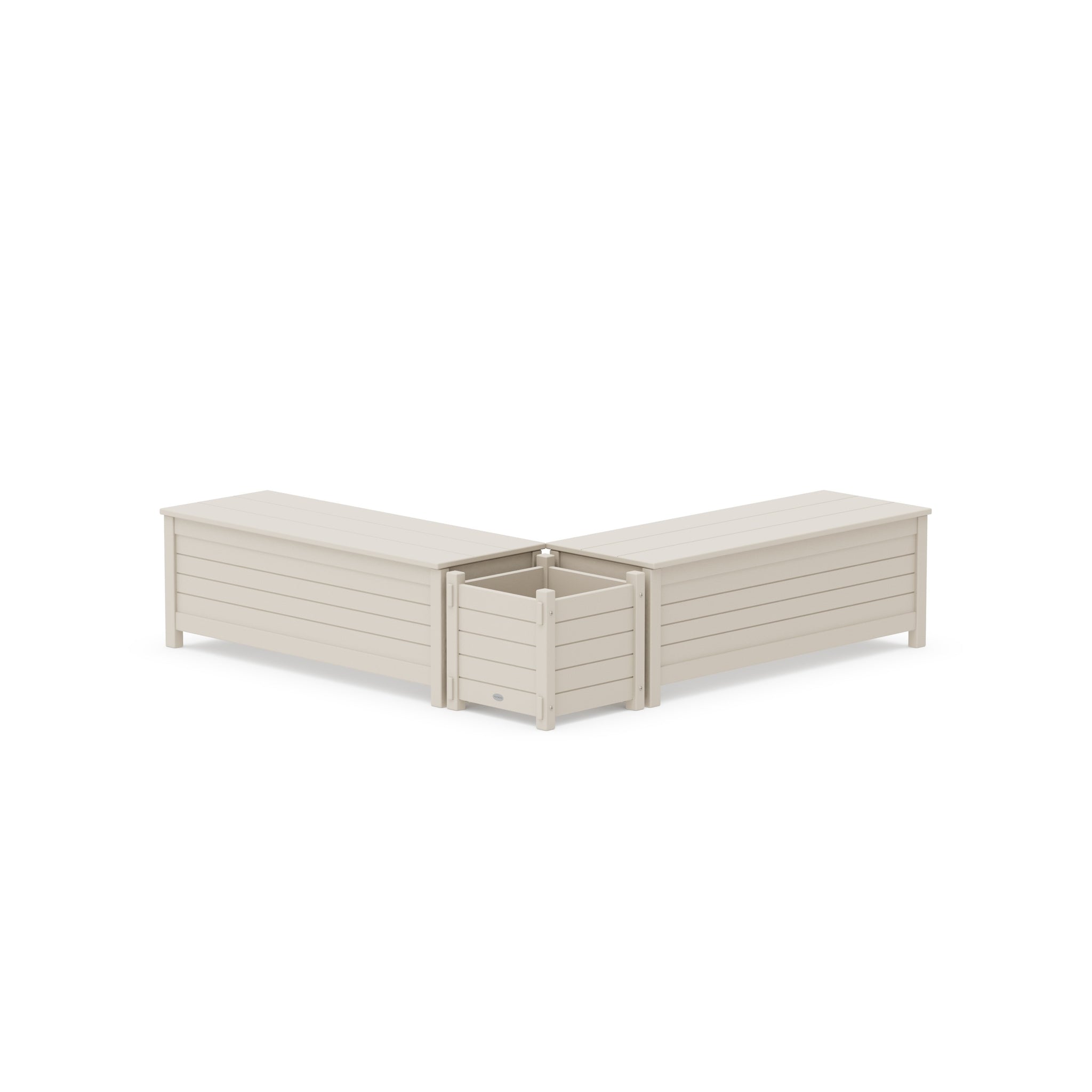 48" Nautical L- Shaped Planter Storage Bench Set
