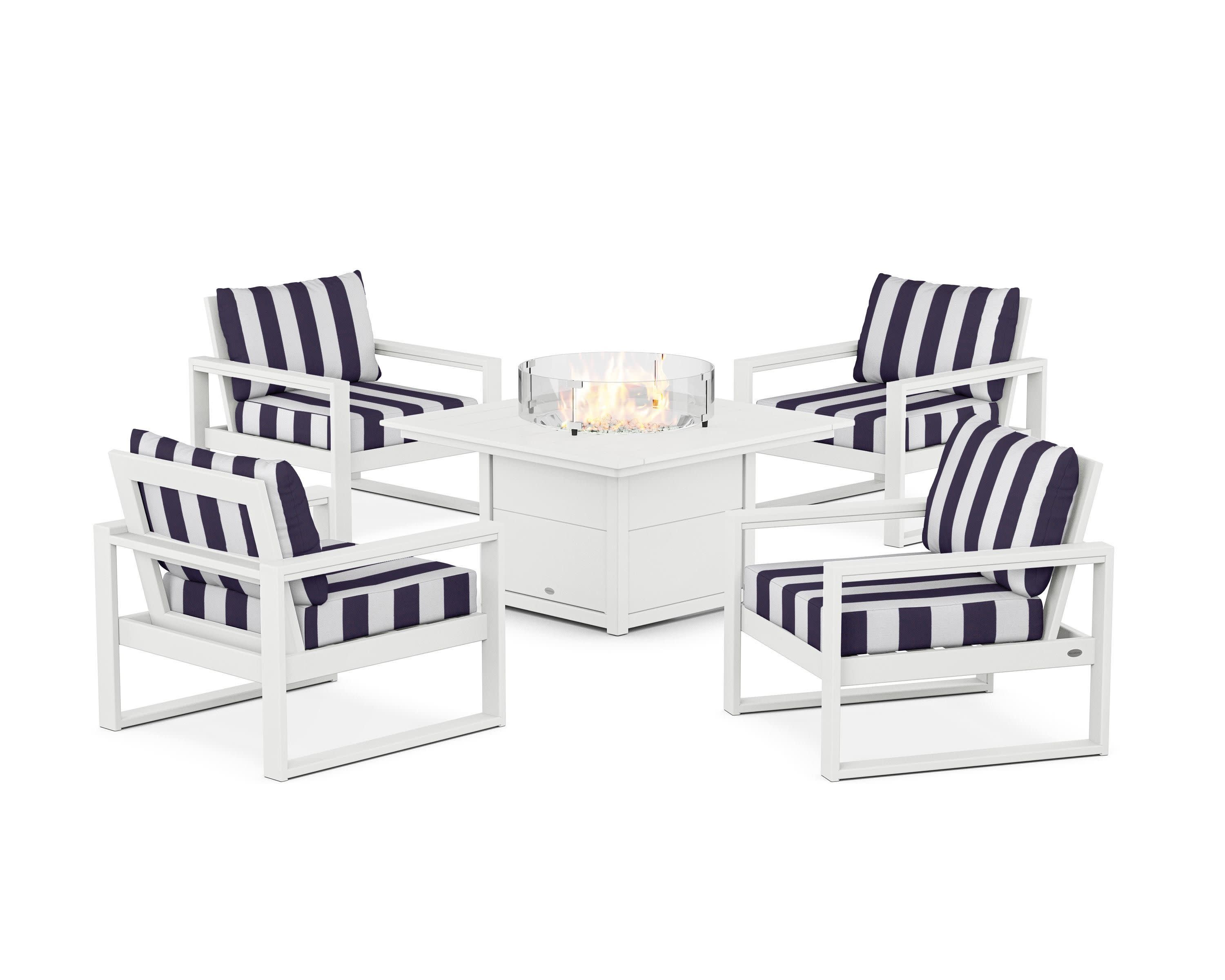 EDGE Sectional 5-Piece Deep Seating Set with Fire Pit Table