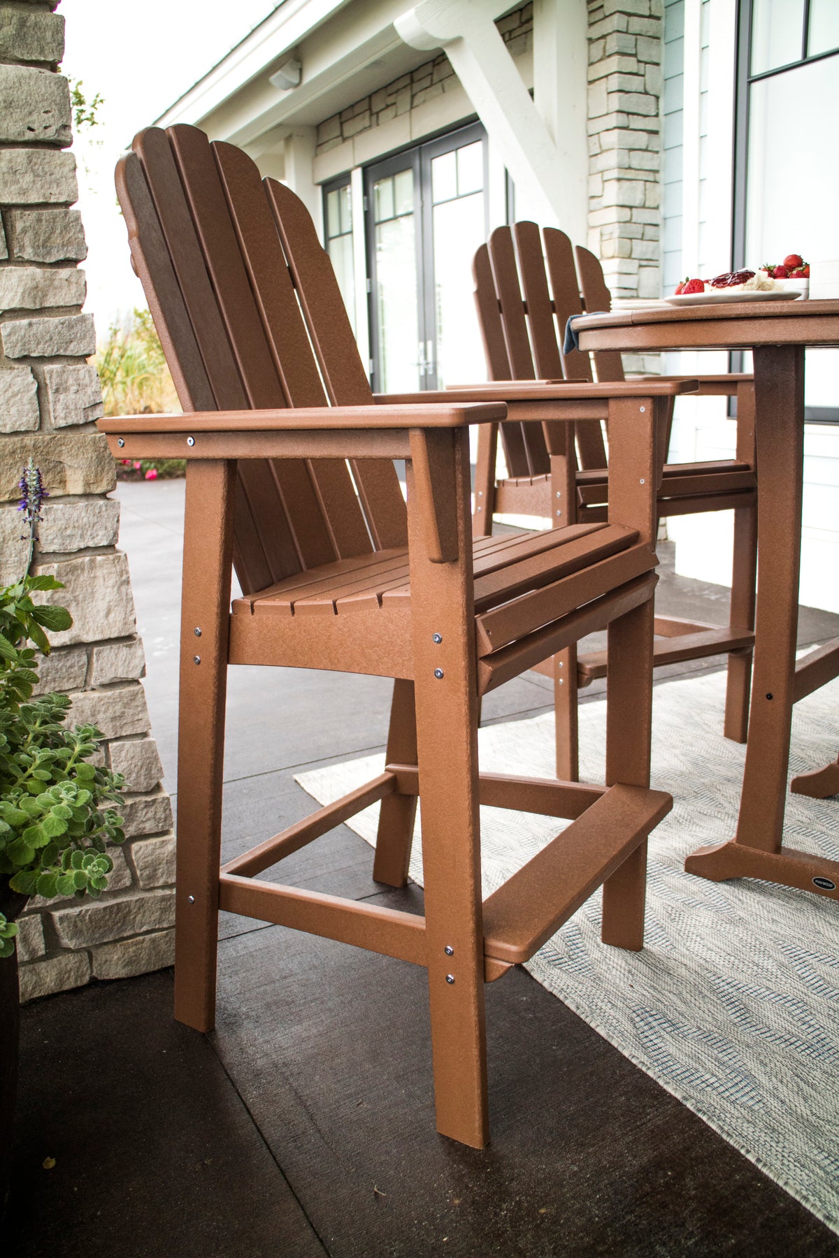 Vineyard Curveback Adirondack 5-Piece Nautical Trestle Bar Set