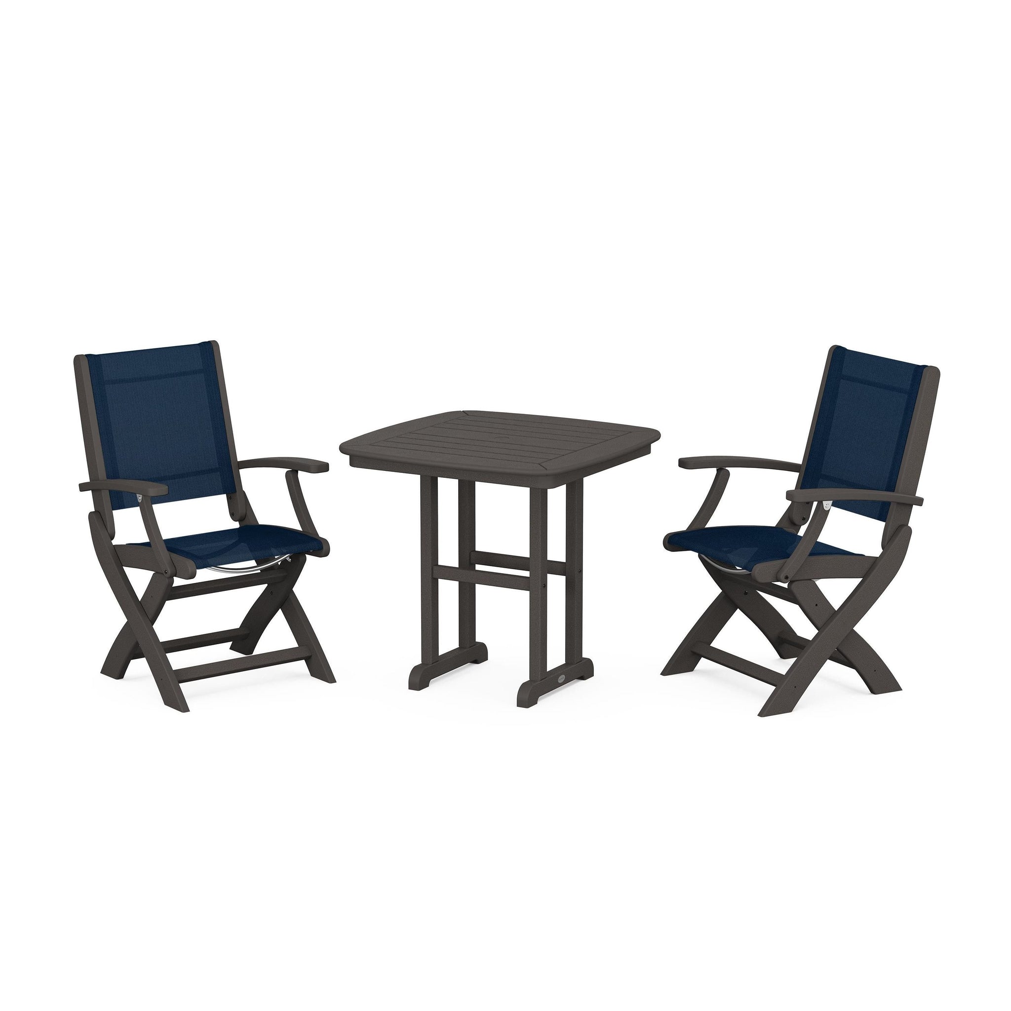 Coastal Folding Chair 3-Piece Dining Set