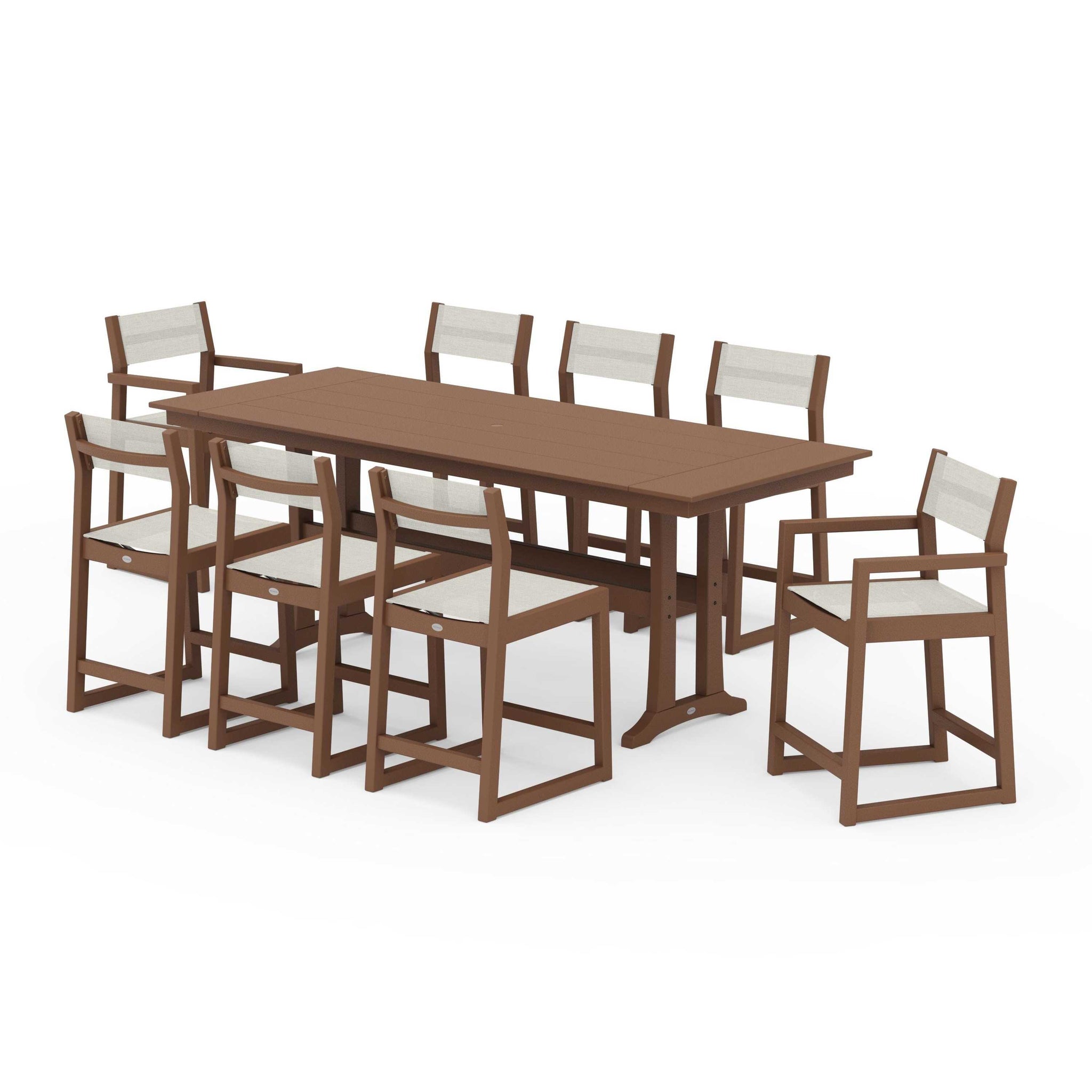 EDGE Sling 9-Piece Farmhouse Counter Set with Trestle Legs