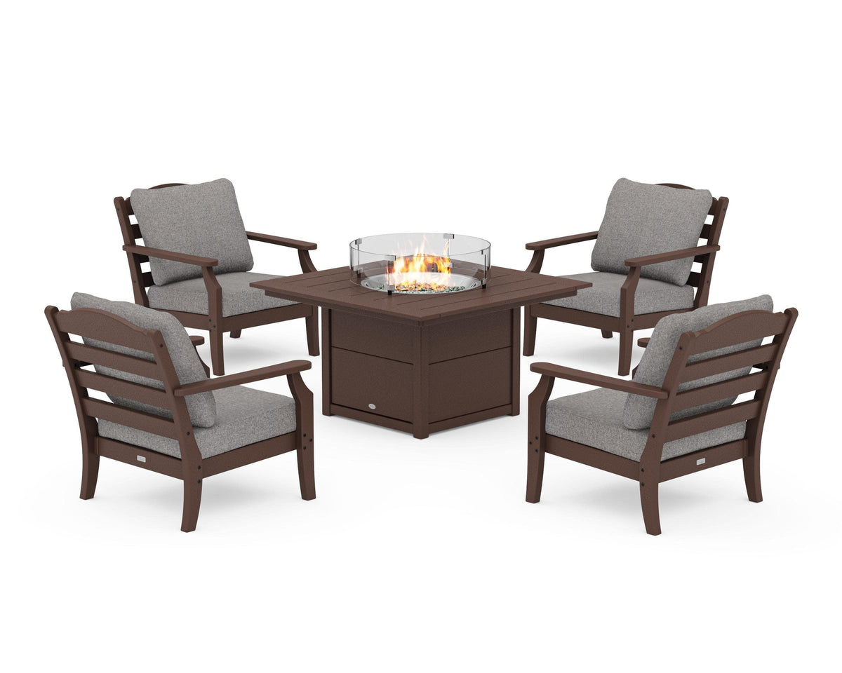 Savannah 5-Piece Deep Seating Set with Fire Pit Table