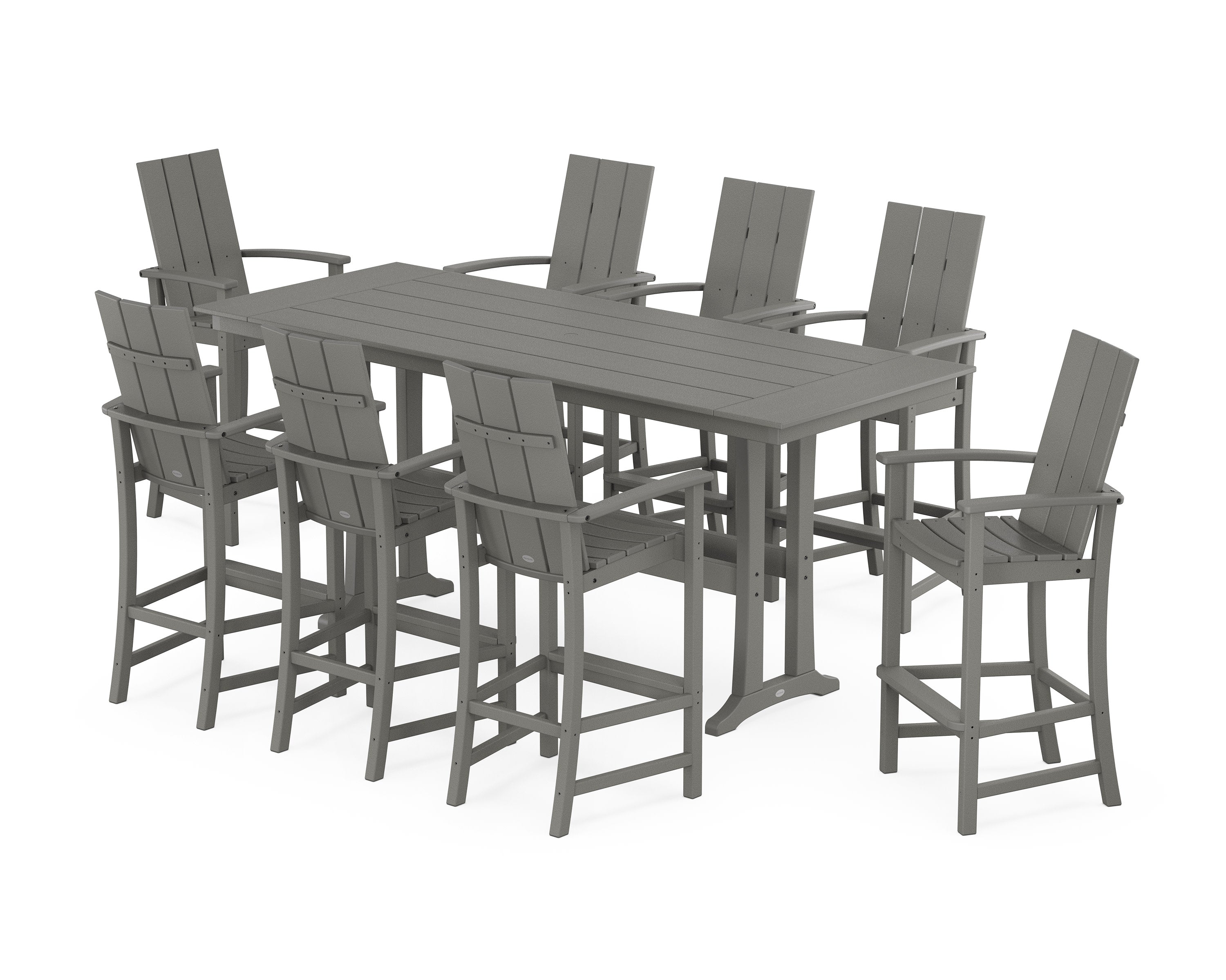 Modern Adirondack 9-Piece Farmhouse Bar Set with Trestle Legs