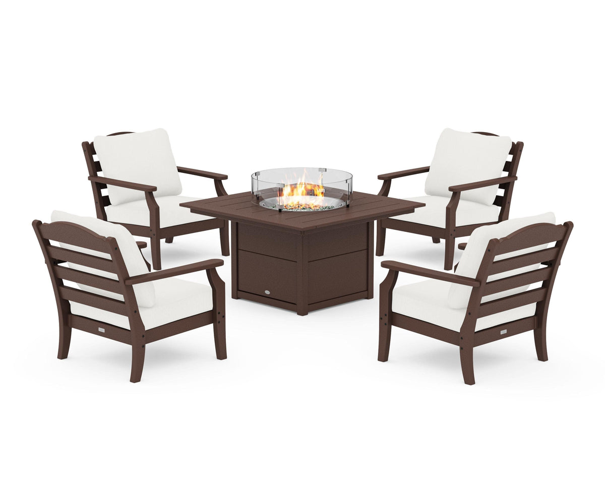 Savannah 5-Piece Deep Seating Set with Fire Pit Table