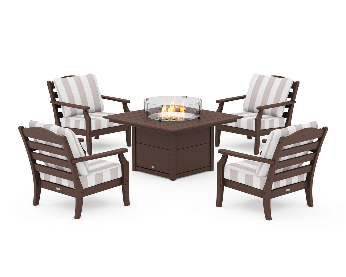 Savannah 5-Piece Deep Seating Set with Fire Pit Table