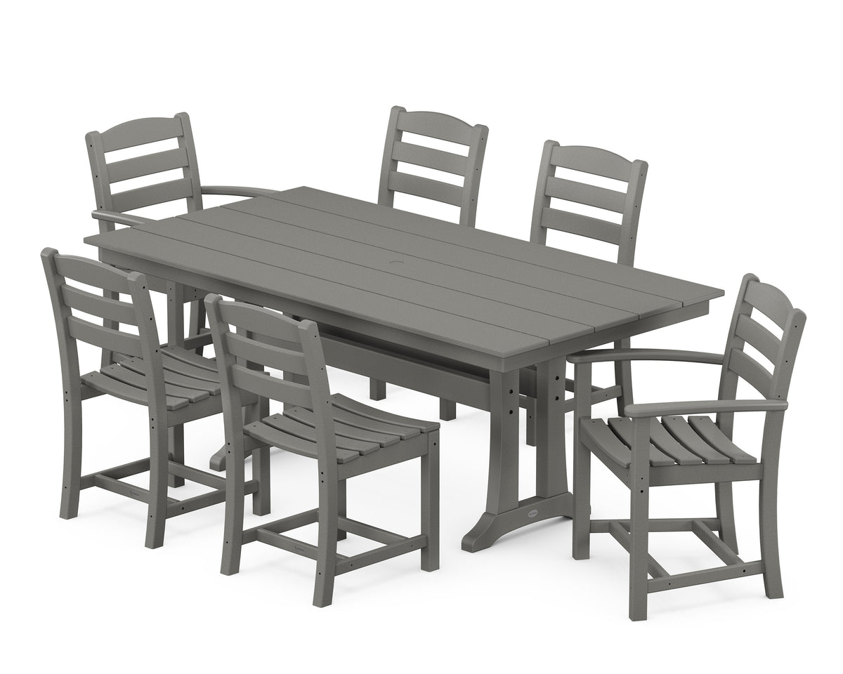 La Casa Café 7-Piece Farmhouse Dining Set with Trestle Legs
