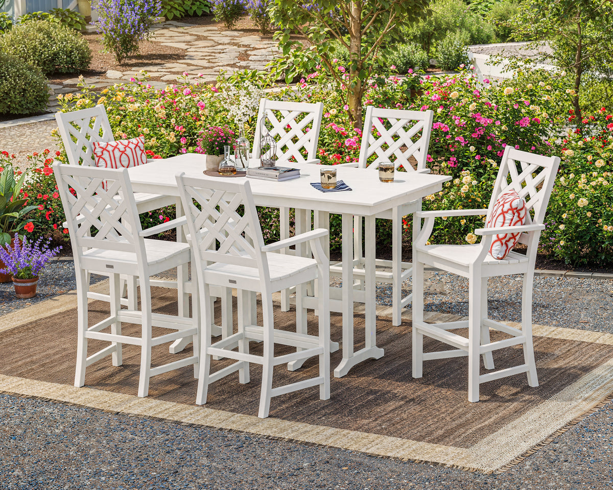 Wovendale Arm Chair 7-Piece Farmhouse Bar Set