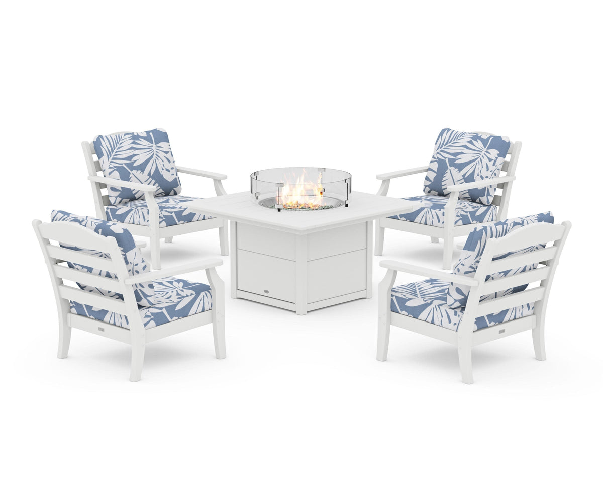 Savannah 5-Piece Deep Seating Set with Fire Pit Table