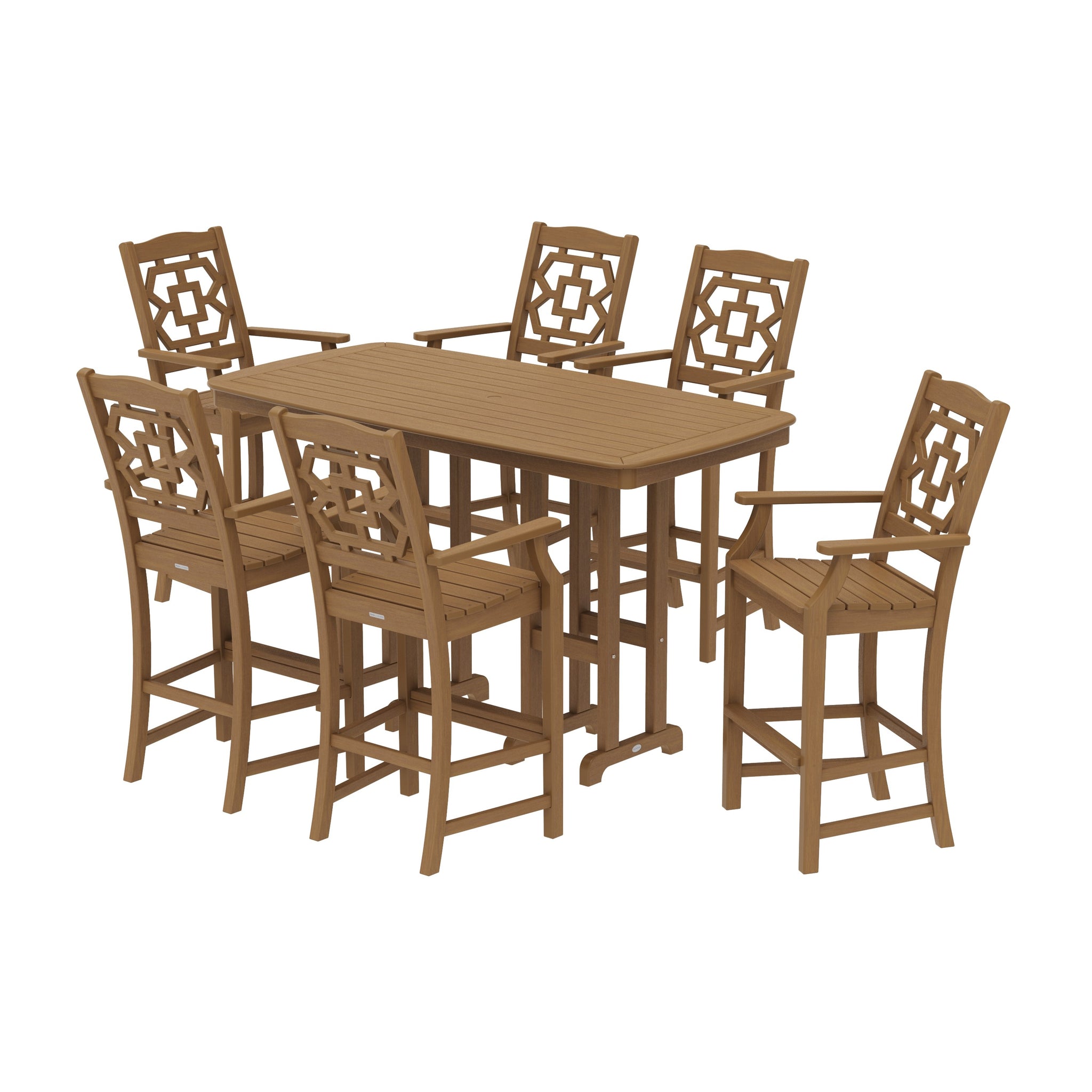 Chinoiserie Arm Chair 7-Piece Bar Set