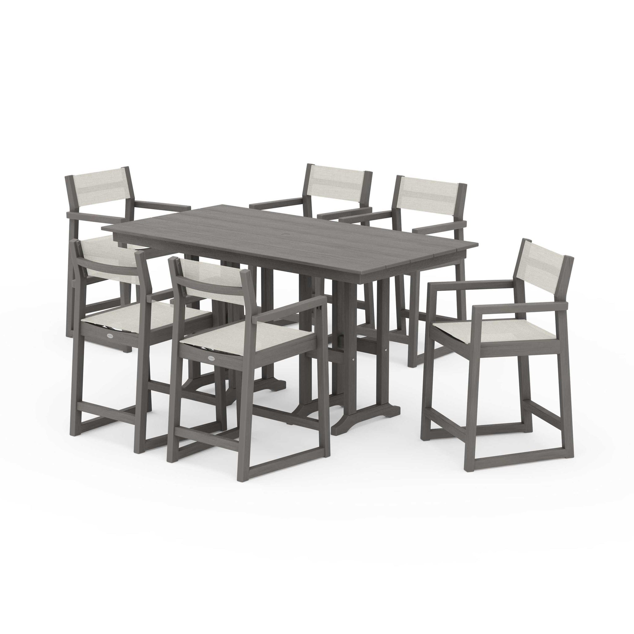 EDGE Sling Arm Chair 7-Piece Farmhouse Counter Set