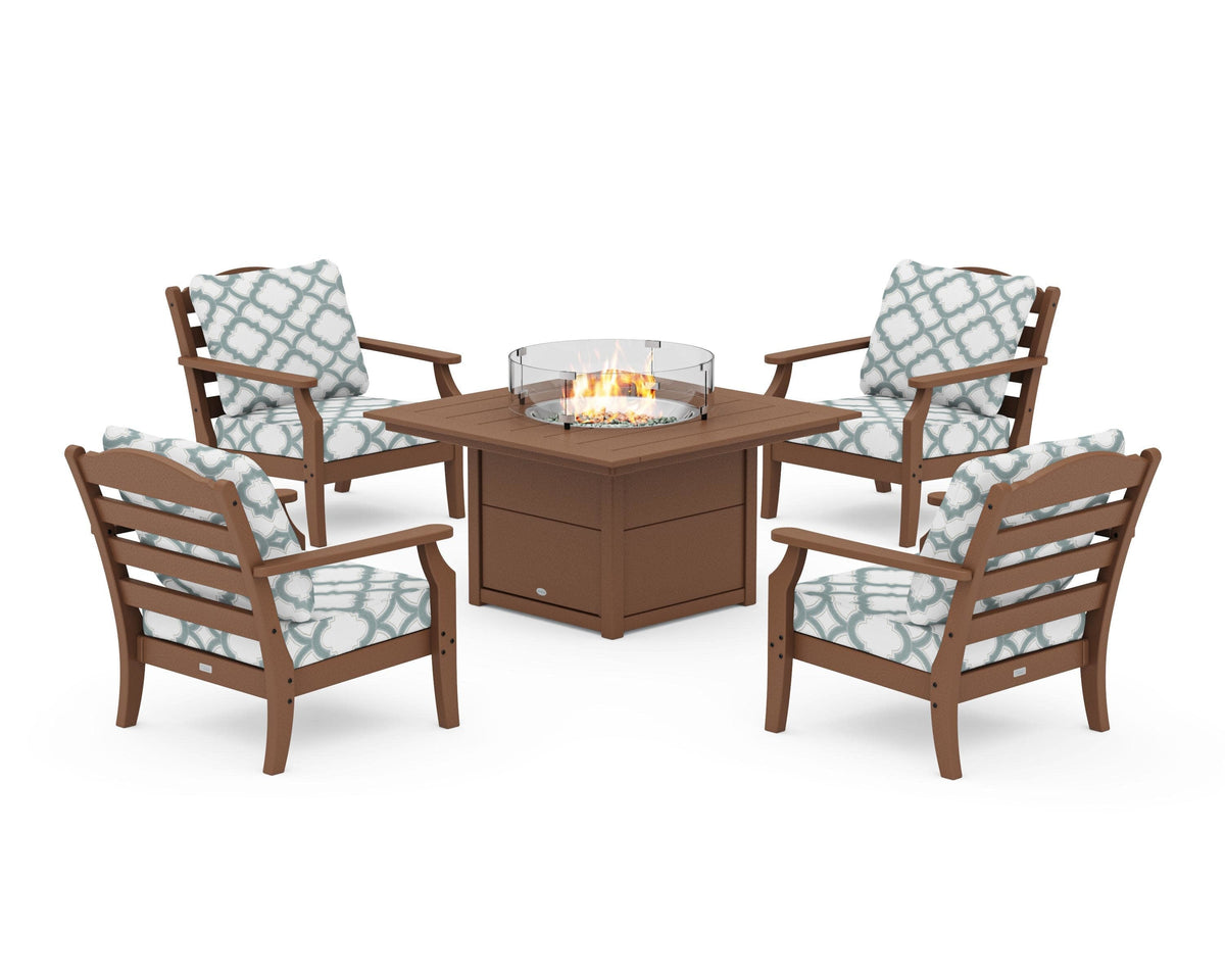 Savannah 5-Piece Deep Seating Set with Fire Pit Table