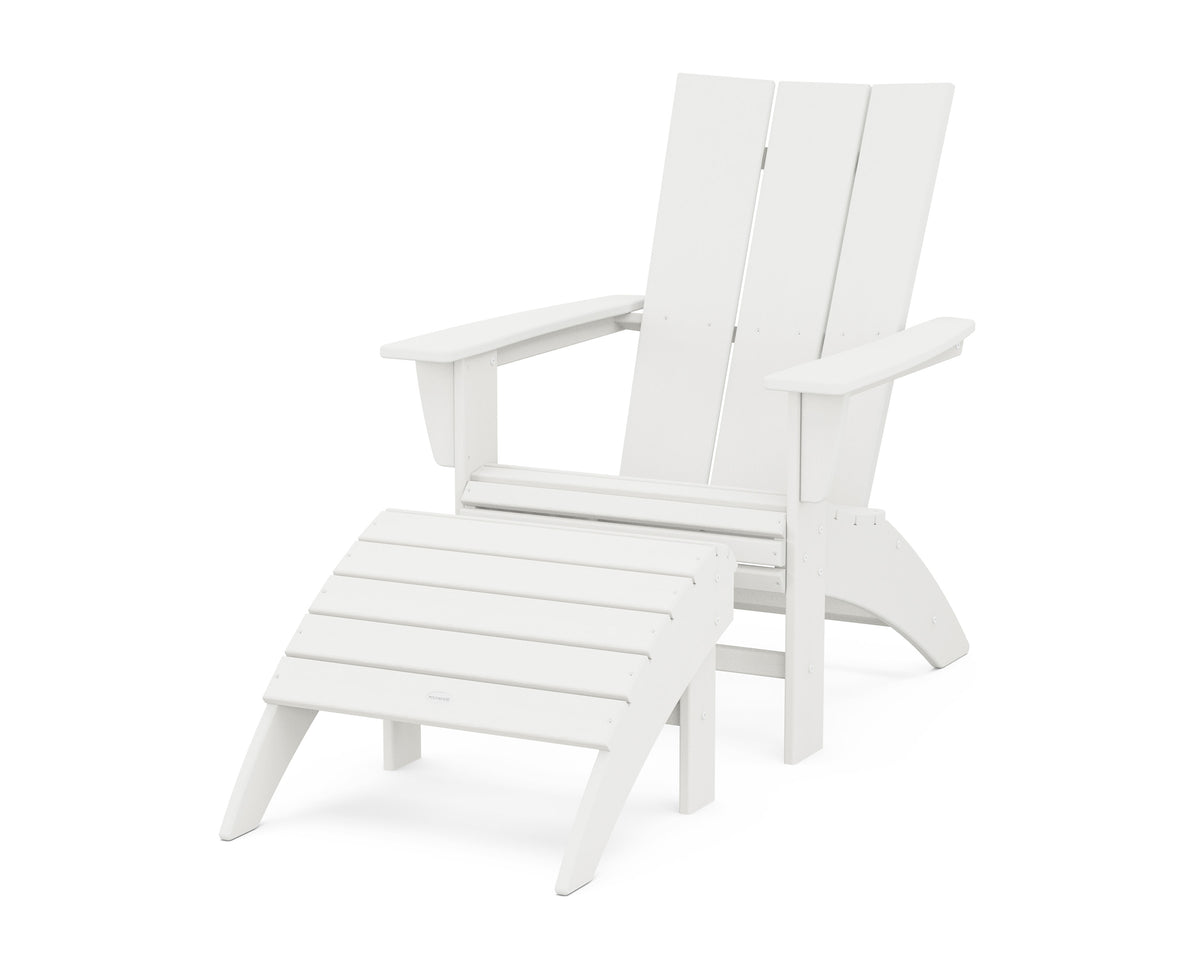 Modern Curveback Adirondack Chair 2-Piece Set with Ottoman