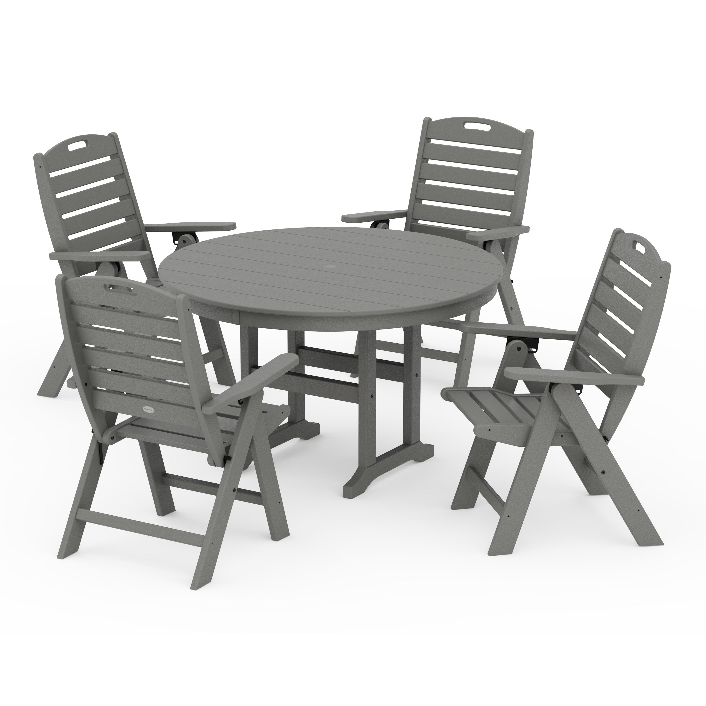 Nautical Folding Chair 5-Piece Round Farmhouse Dining Set