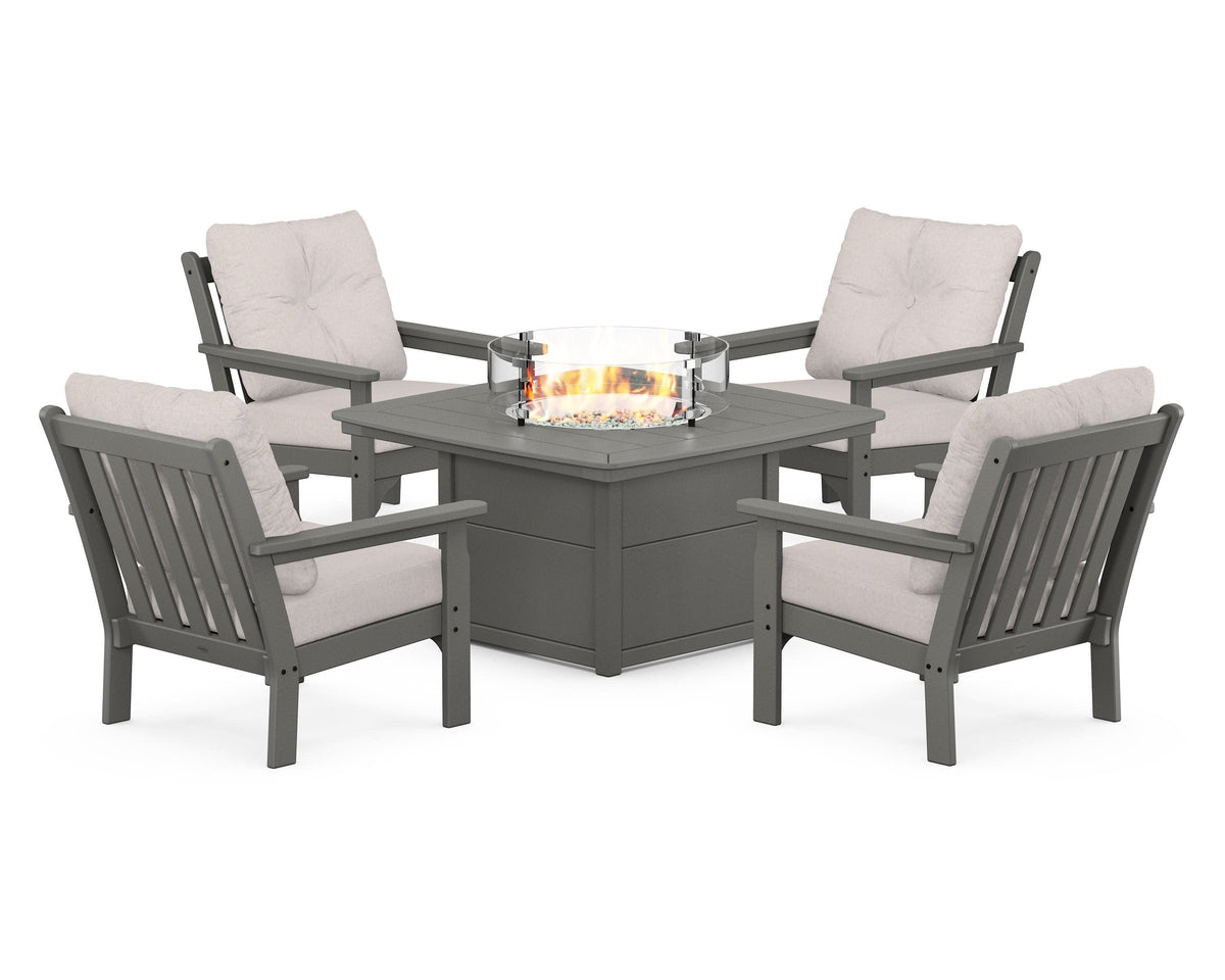 Vineyard 5-Piece Conversation Set with Fire Pit Table