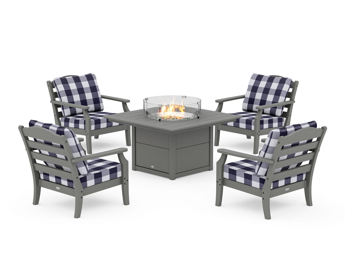 Savannah 5-Piece Deep Seating Set with Fire Pit Table