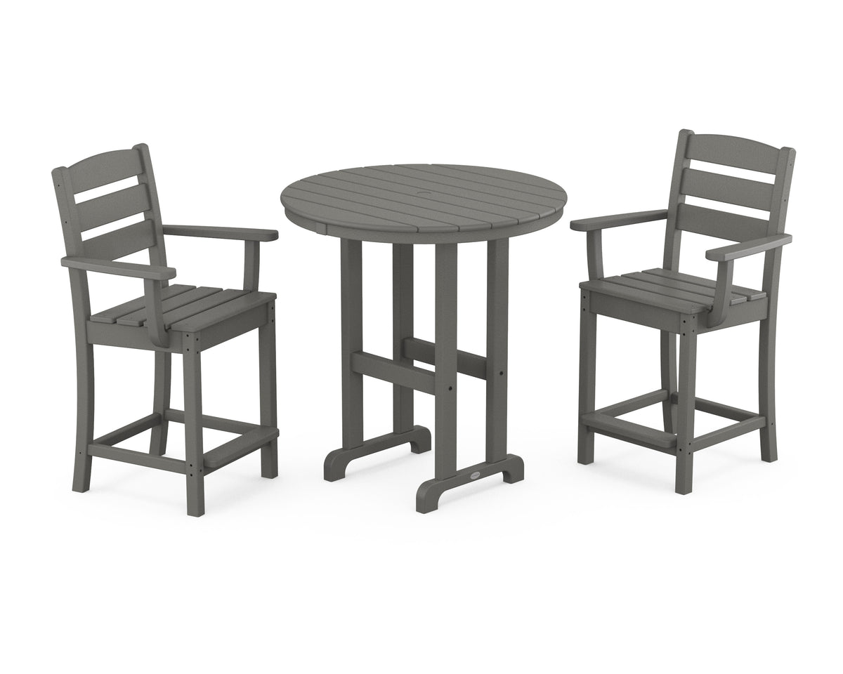 Lakeside 3-Piece Round Farmhouse Arm Chair Counter Set