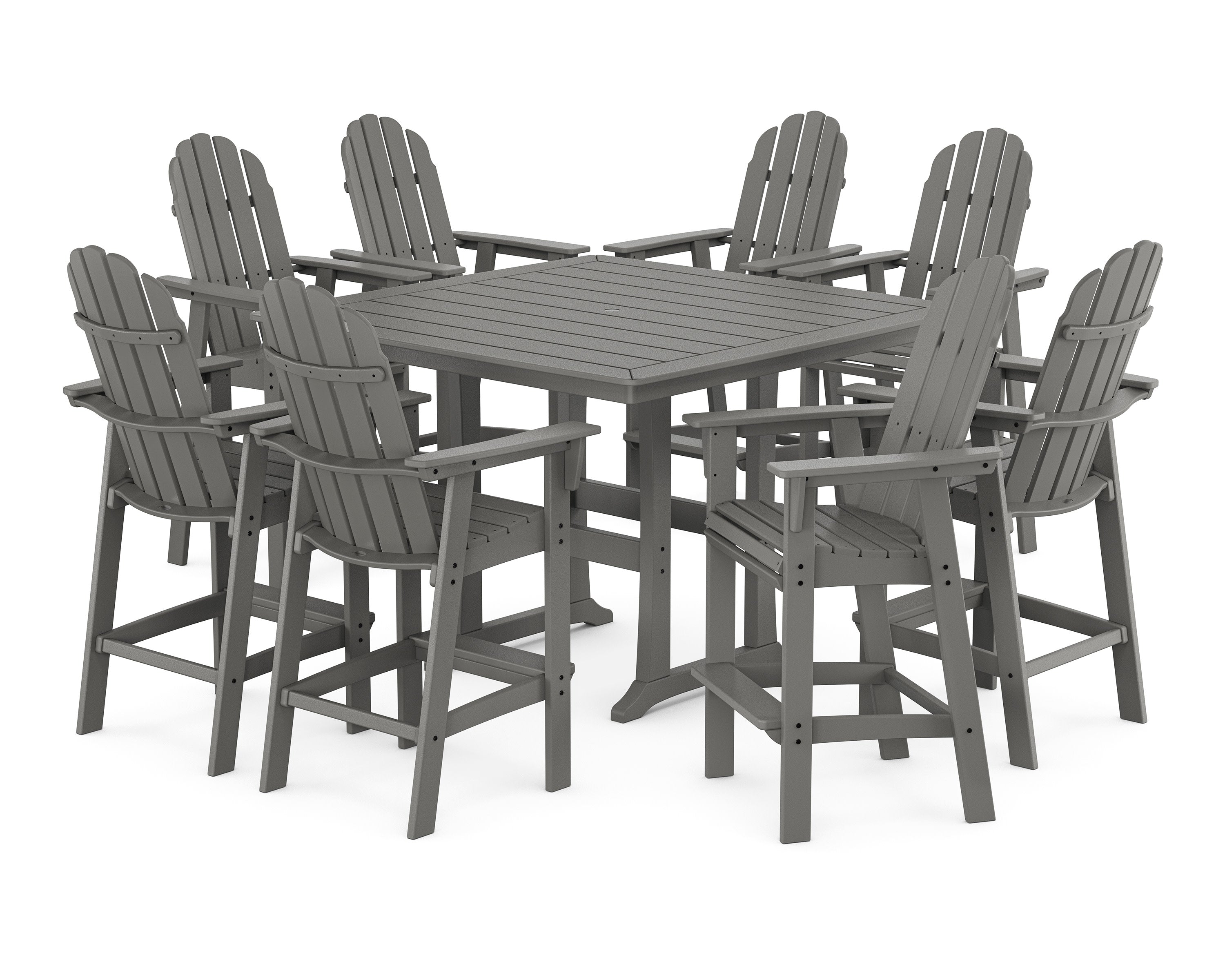Vineyard Curveback Adirondack 9-Piece Trestle Bar Set