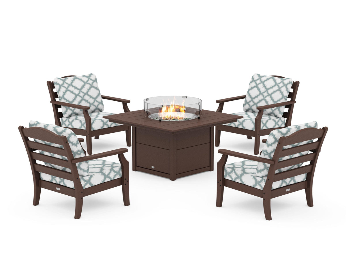 Savannah 5-Piece Deep Seating Set with Fire Pit Table