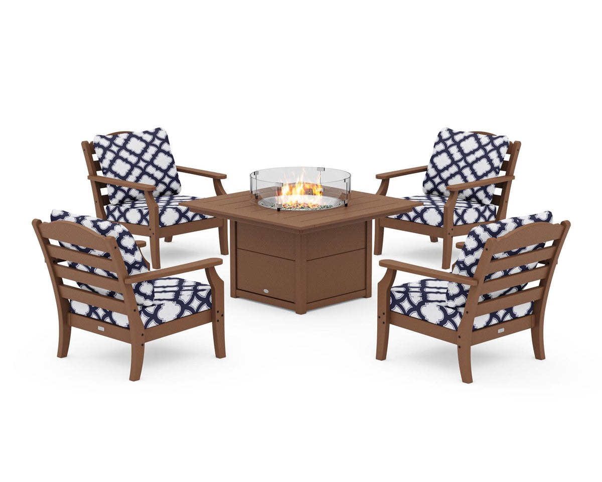 Savannah 5-Piece Deep Seating Set with Fire Pit Table