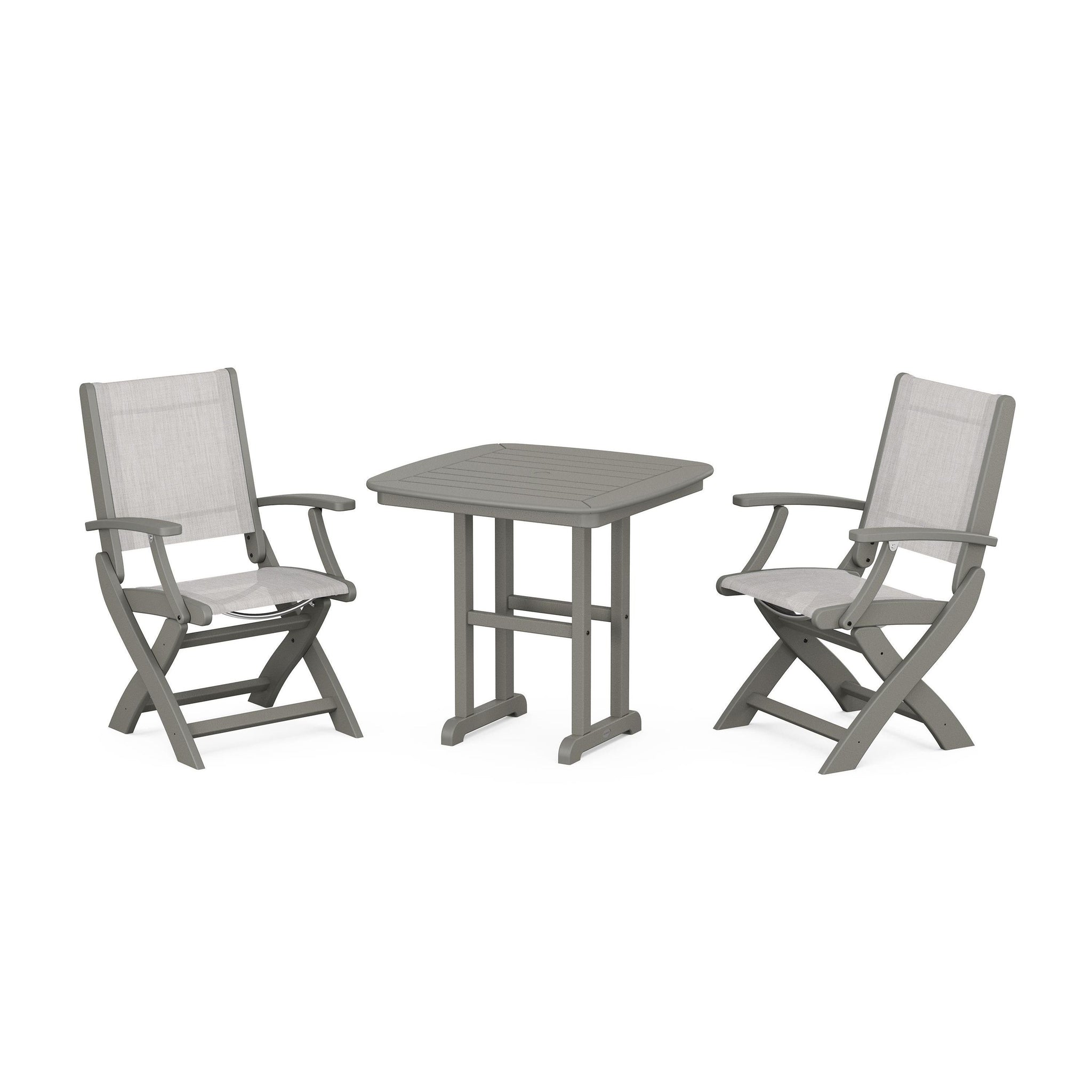 Coastal Folding Chair 3-Piece Dining Set