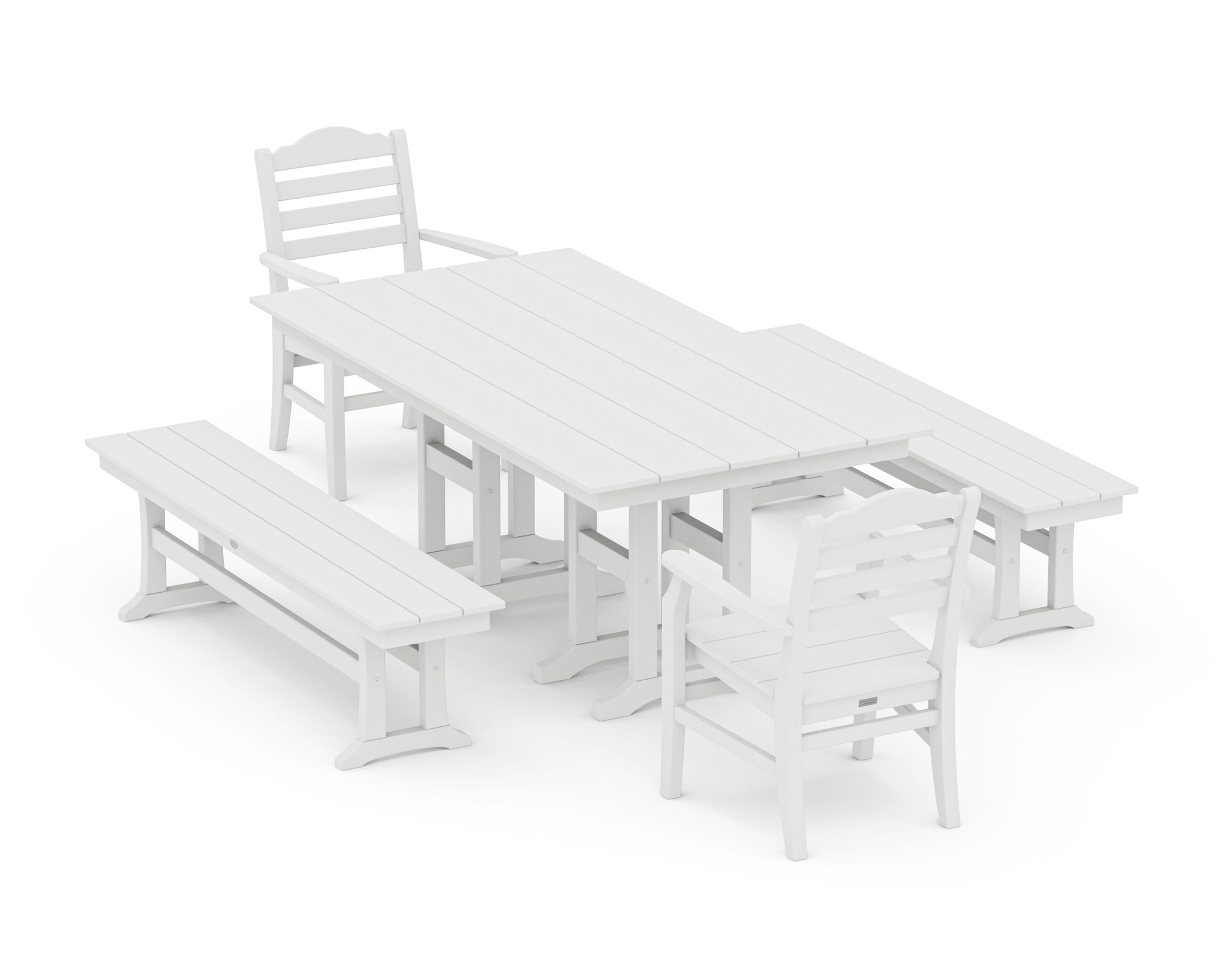 Savannah 5-Piece Farmhouse Dining Set with Benches