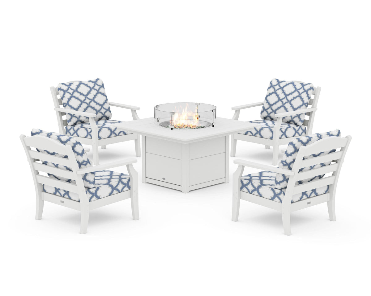 Savannah 5-Piece Deep Seating Set with Fire Pit Table
